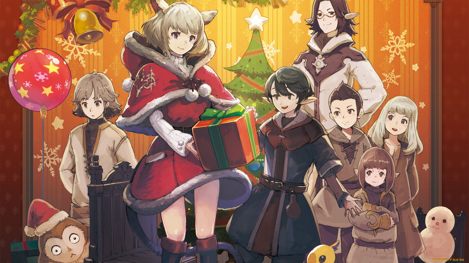 аниме, зима, , новый, год, , рождество, рождество