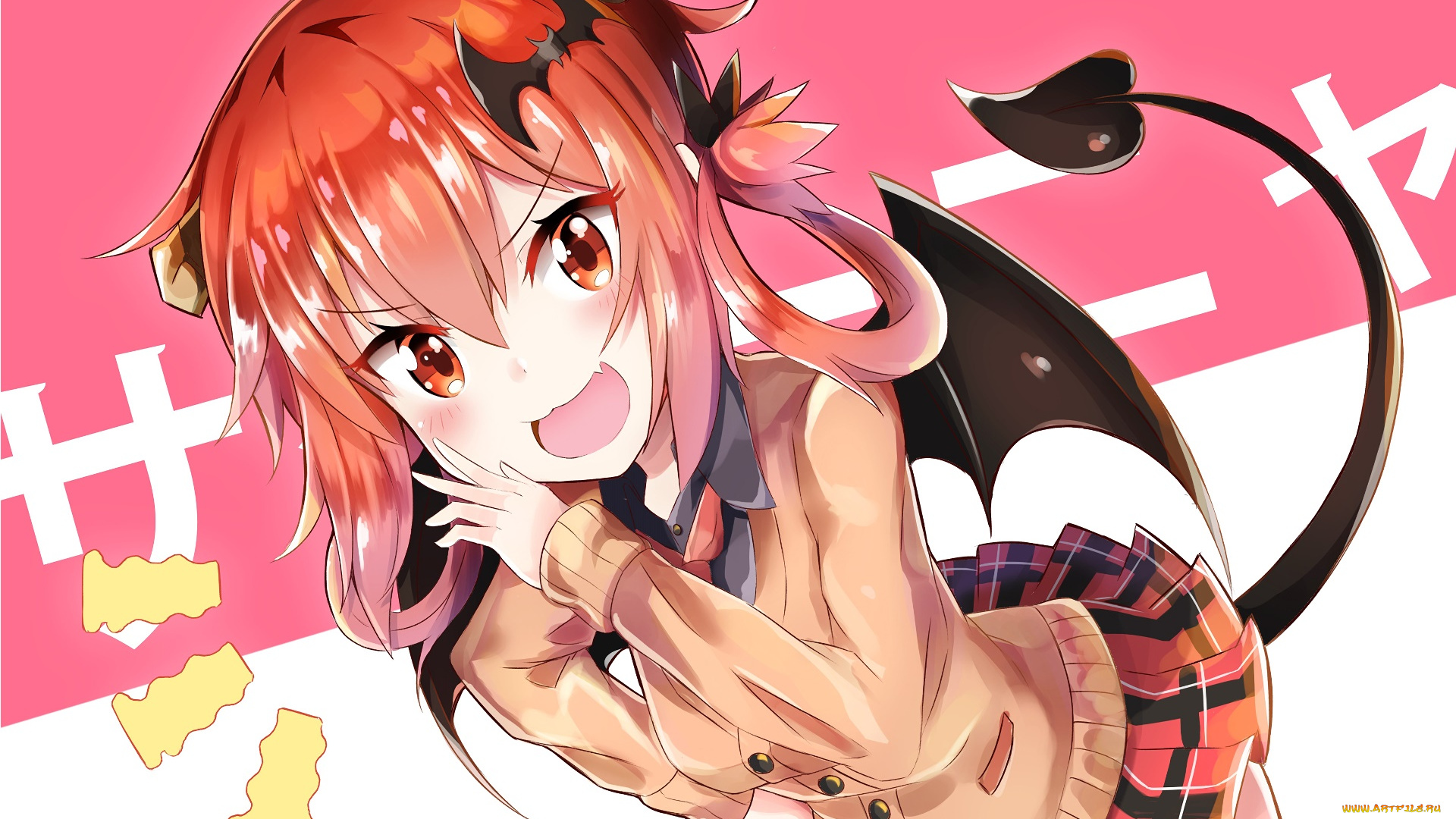 gabriel, dropout, аниме, ангелы, , демоны, девушка, взгляд, фон