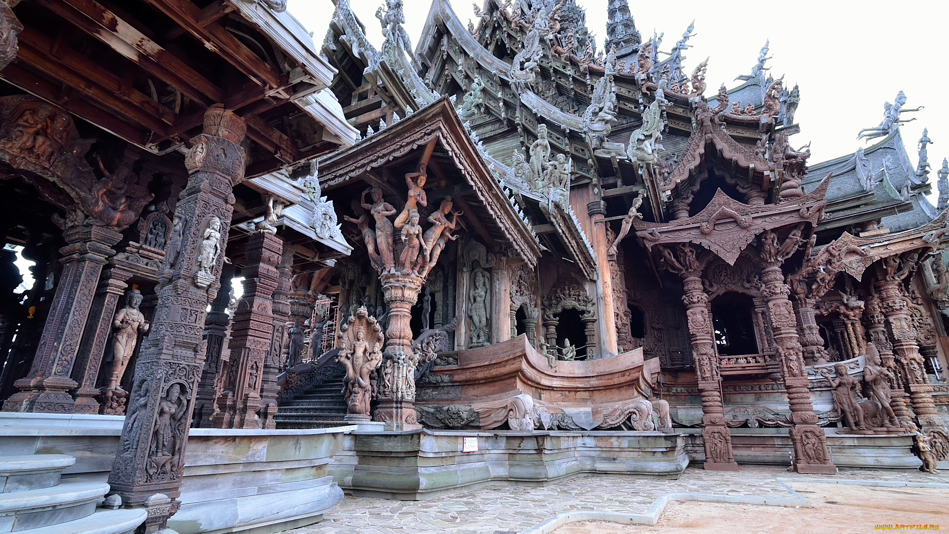 города, -, исторические, , архитектурные, памятники, паттайя, таиланд, святилище