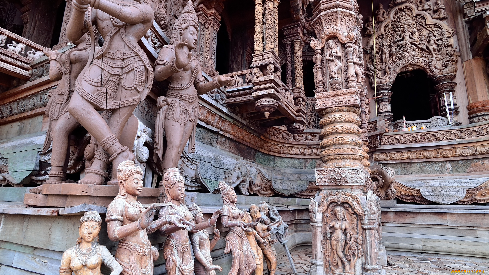 города, -, исторические, , архитектурные, памятники, паттайя, святилище, таиланд