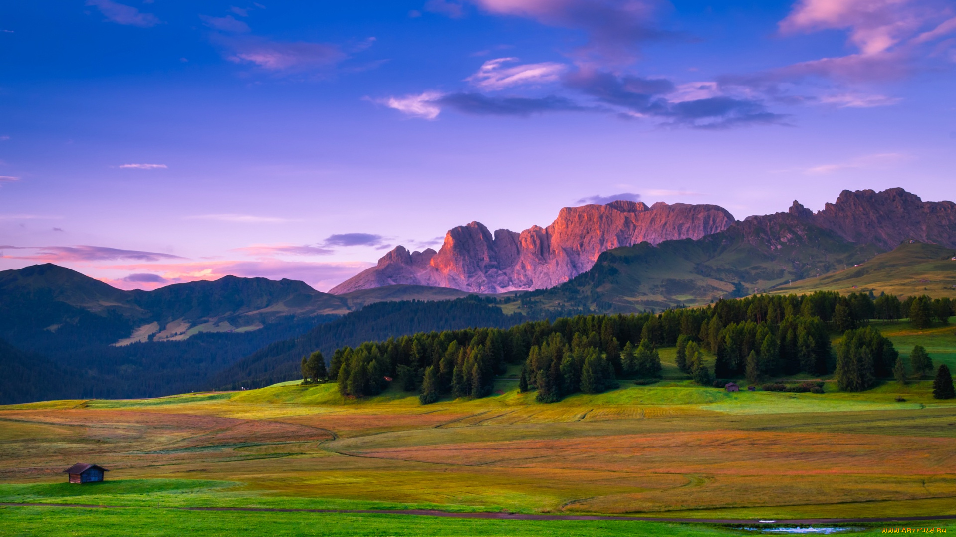 природа, пейзажи, луг, лес, река, горы