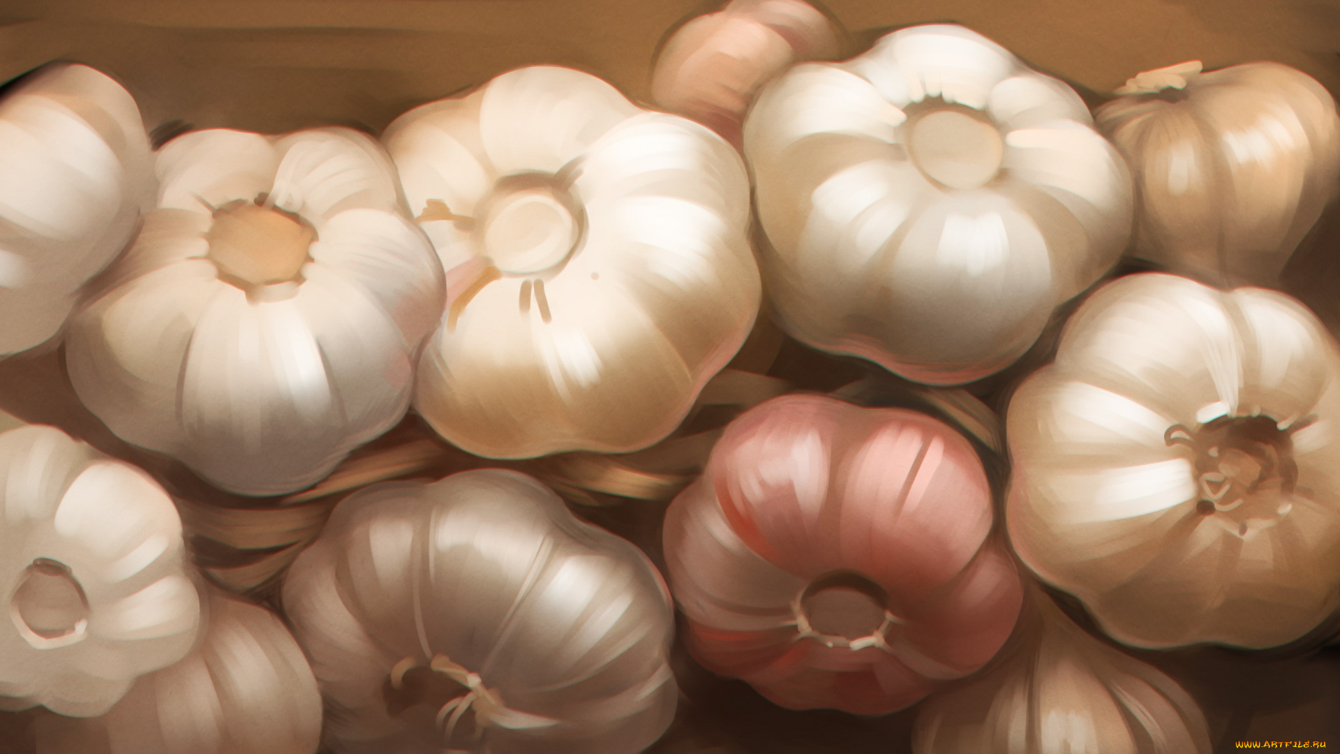 рисованное, еда, чеснок