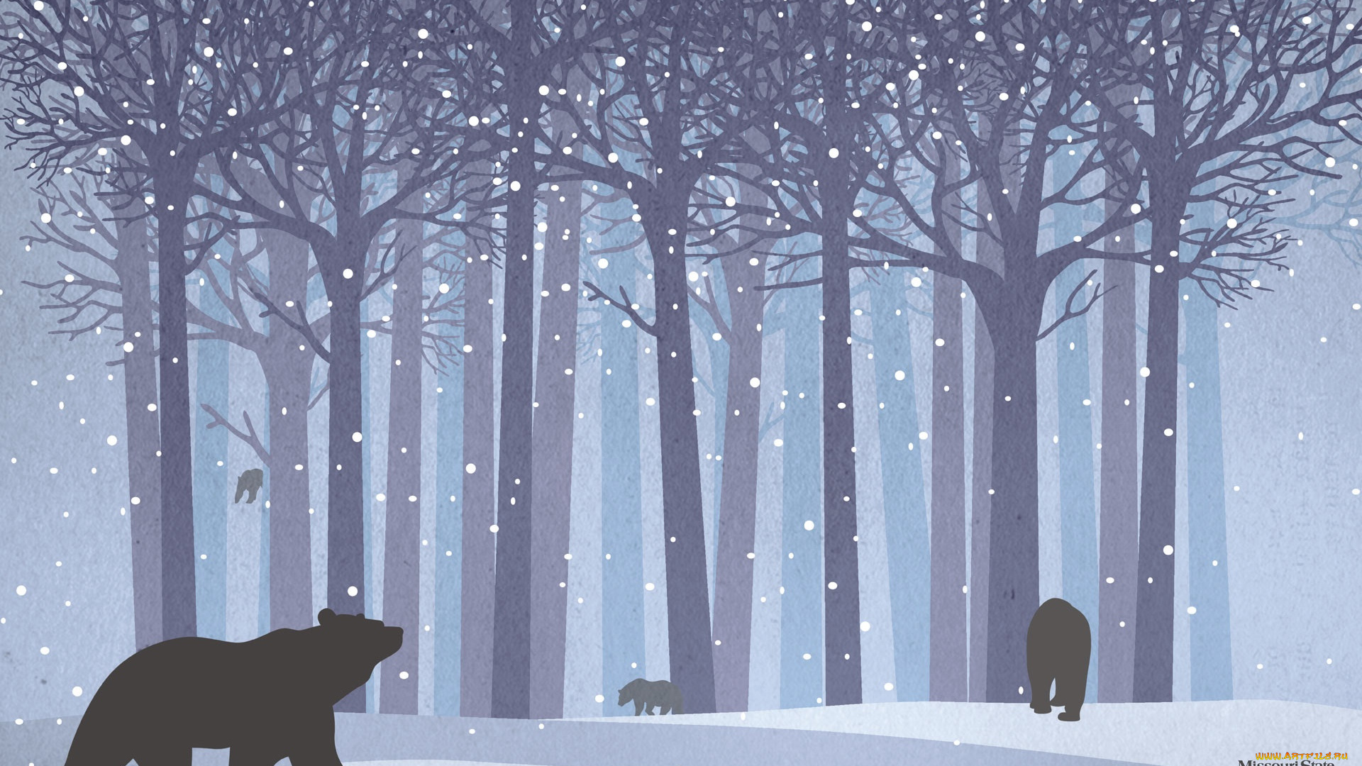 векторная, графика, животные, , animals, медведи, лес
