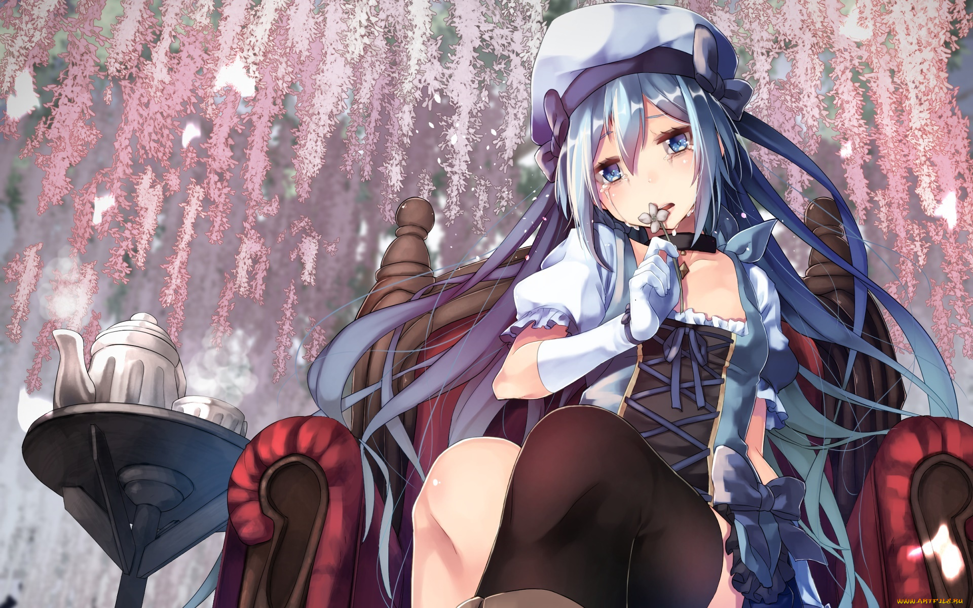 аниме, unknown, , другое, девушки, взгляд, фон