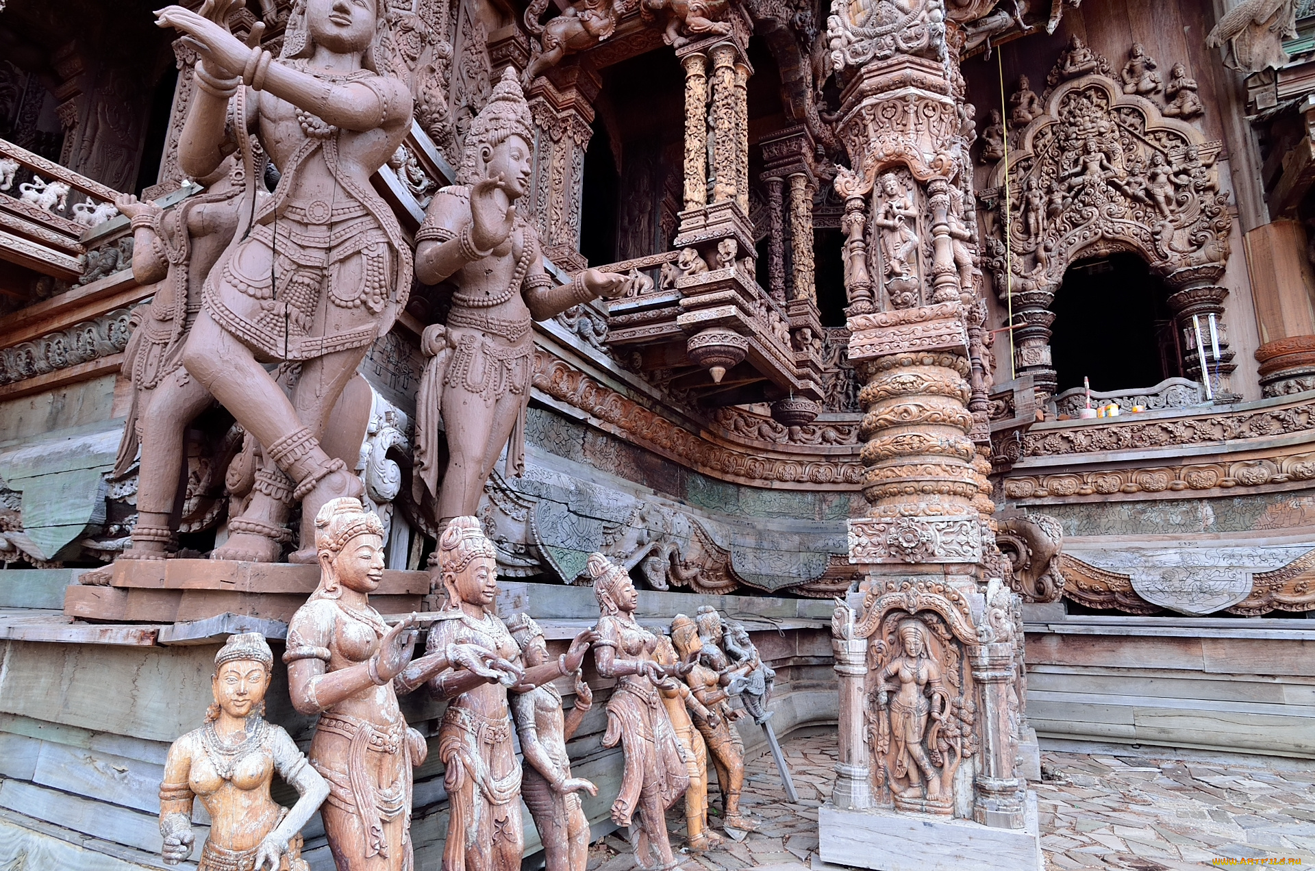 города, -, исторические, , архитектурные, памятники, паттайя, святилище, таиланд