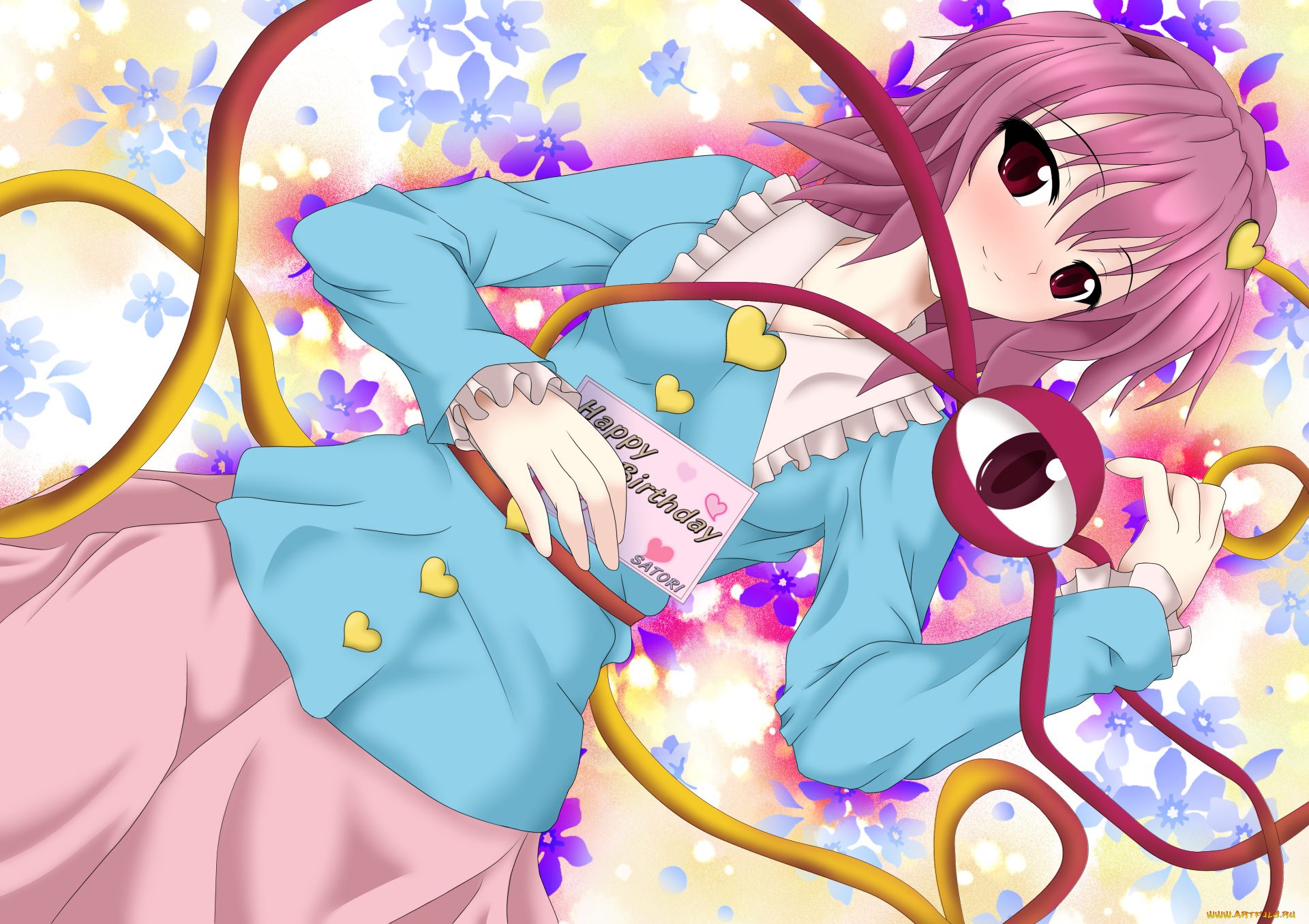 аниме, touhou, девушка, взгляд, фон