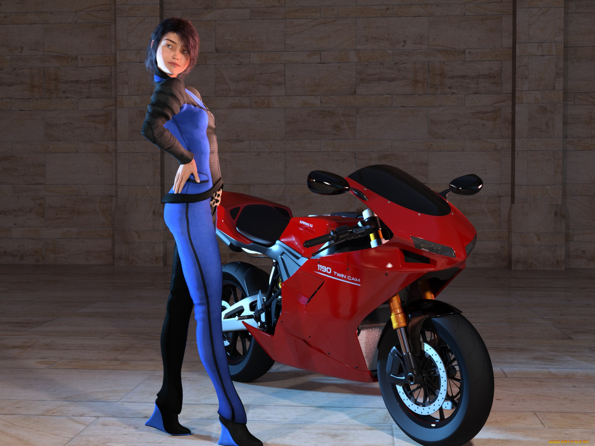 3д, графика, люди-авто, мото, , people-, car, , , moto, мотоцикл, фон, взгляд, девушка