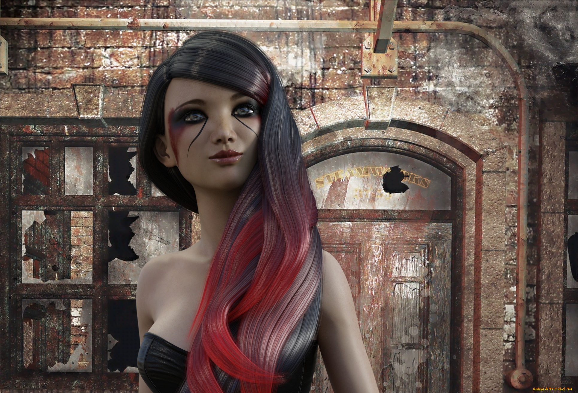 3д, графика, фантазия, , fantasy, девушка, взгляд, фон