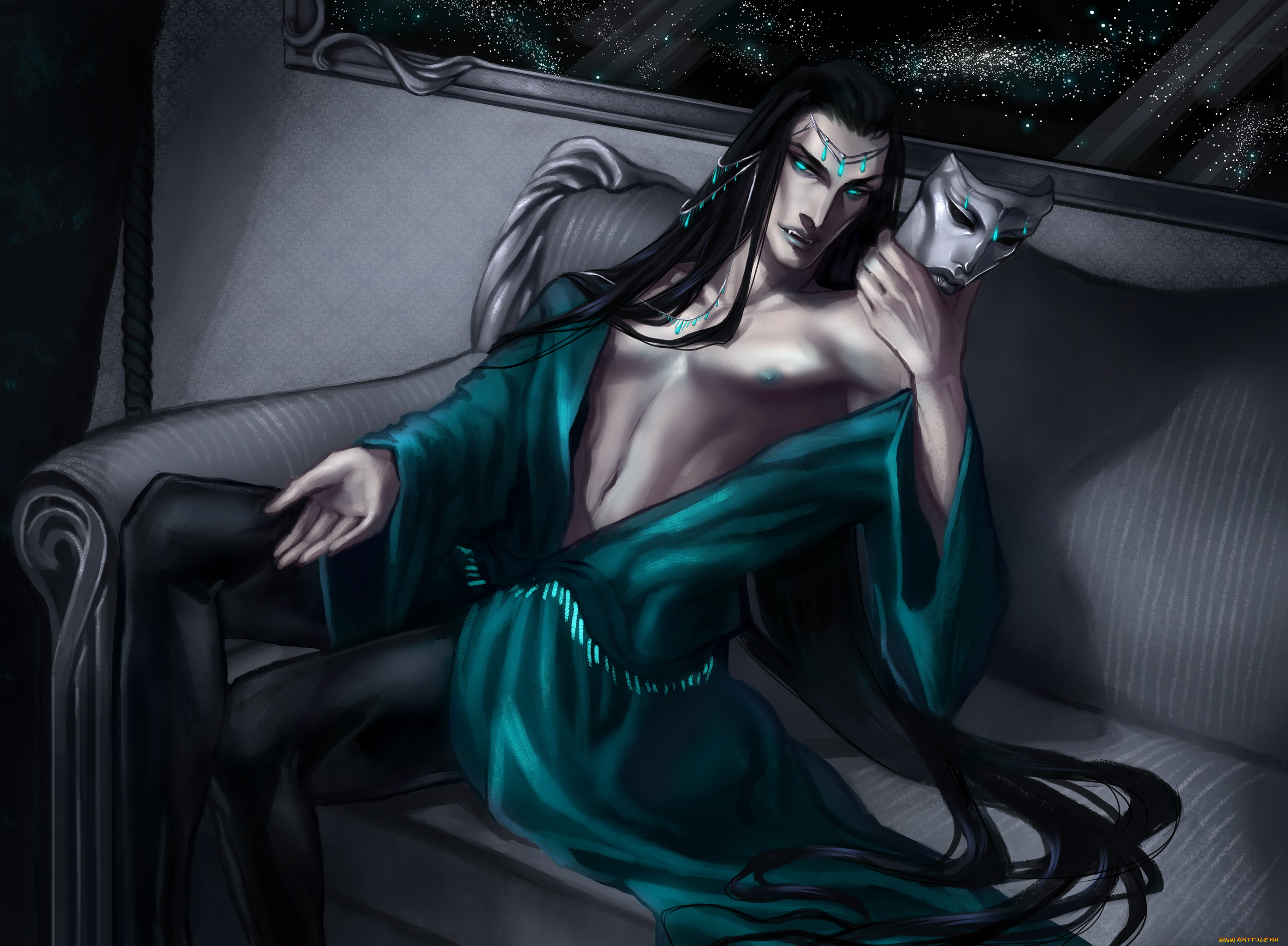 фэнтези, люди, маска, парень