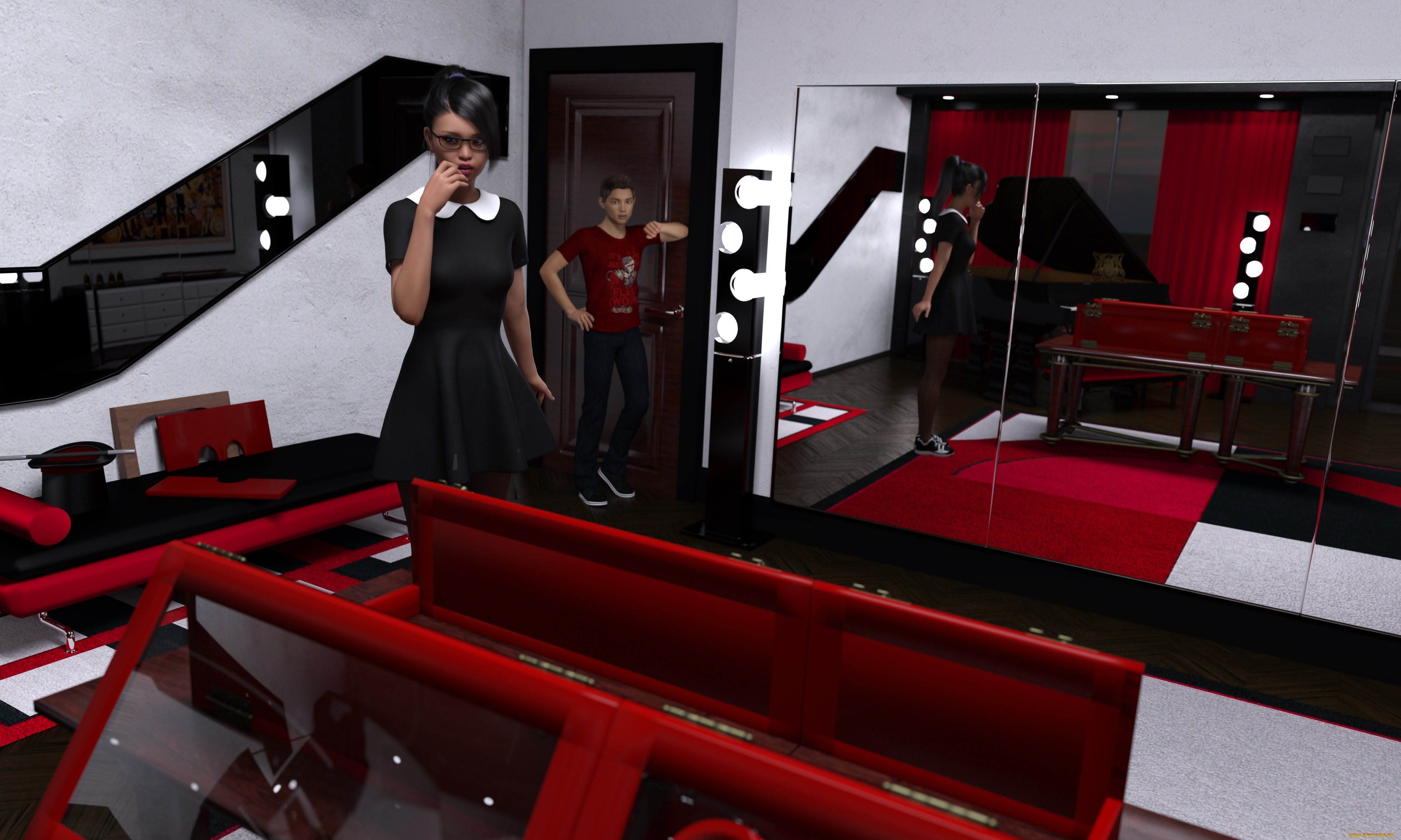 3д, графика, люди, , people, девушка, взгляд, фон, парень