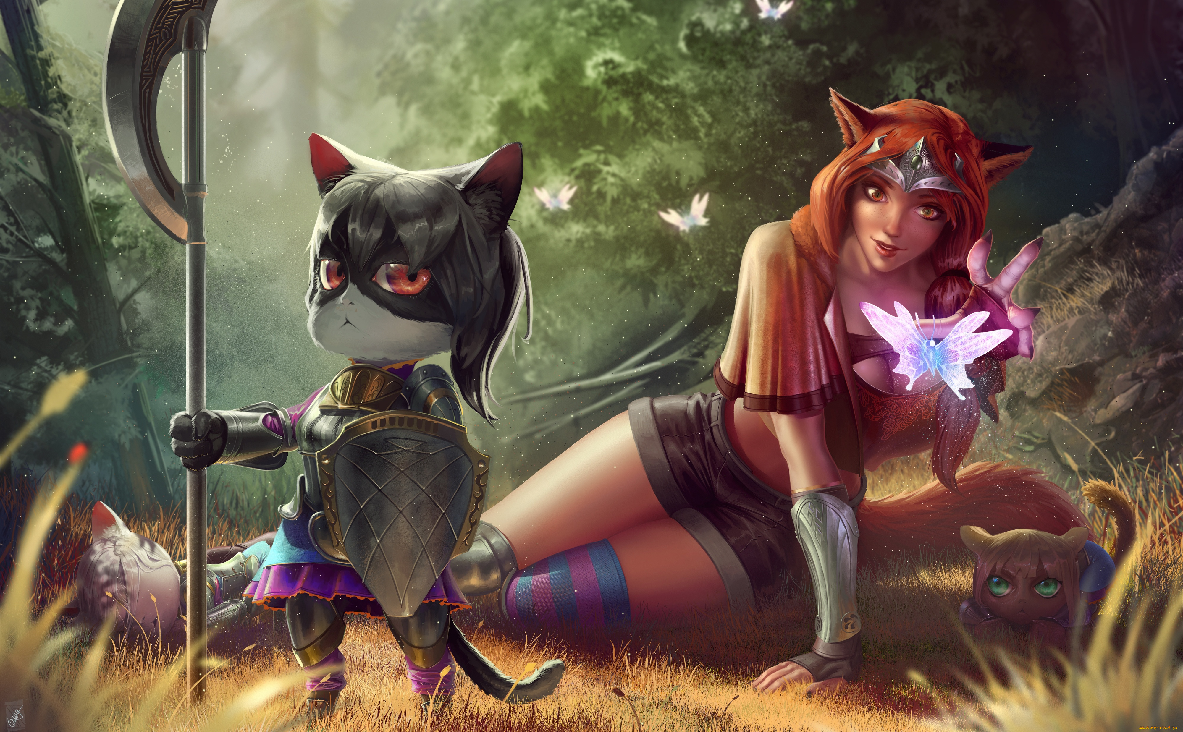 фэнтези, существа, защитники, девушка