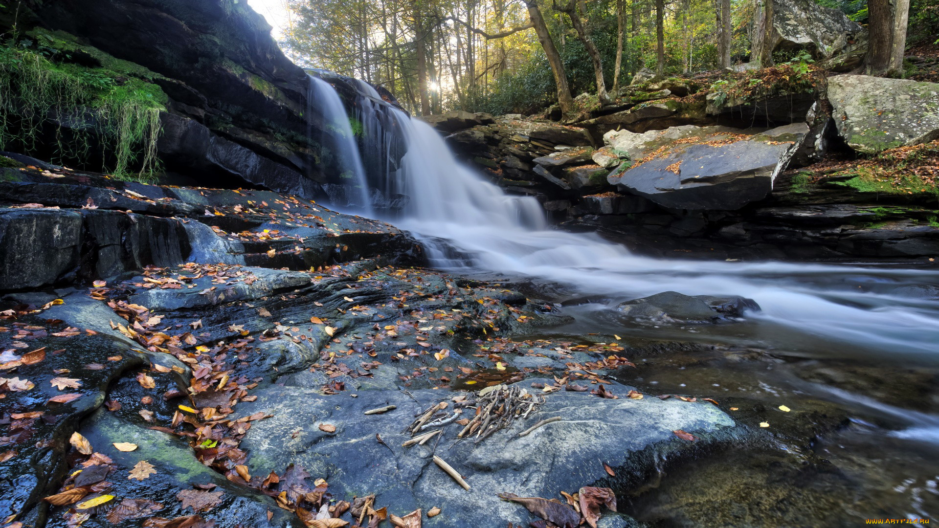 природа, водопады, водопад, осень