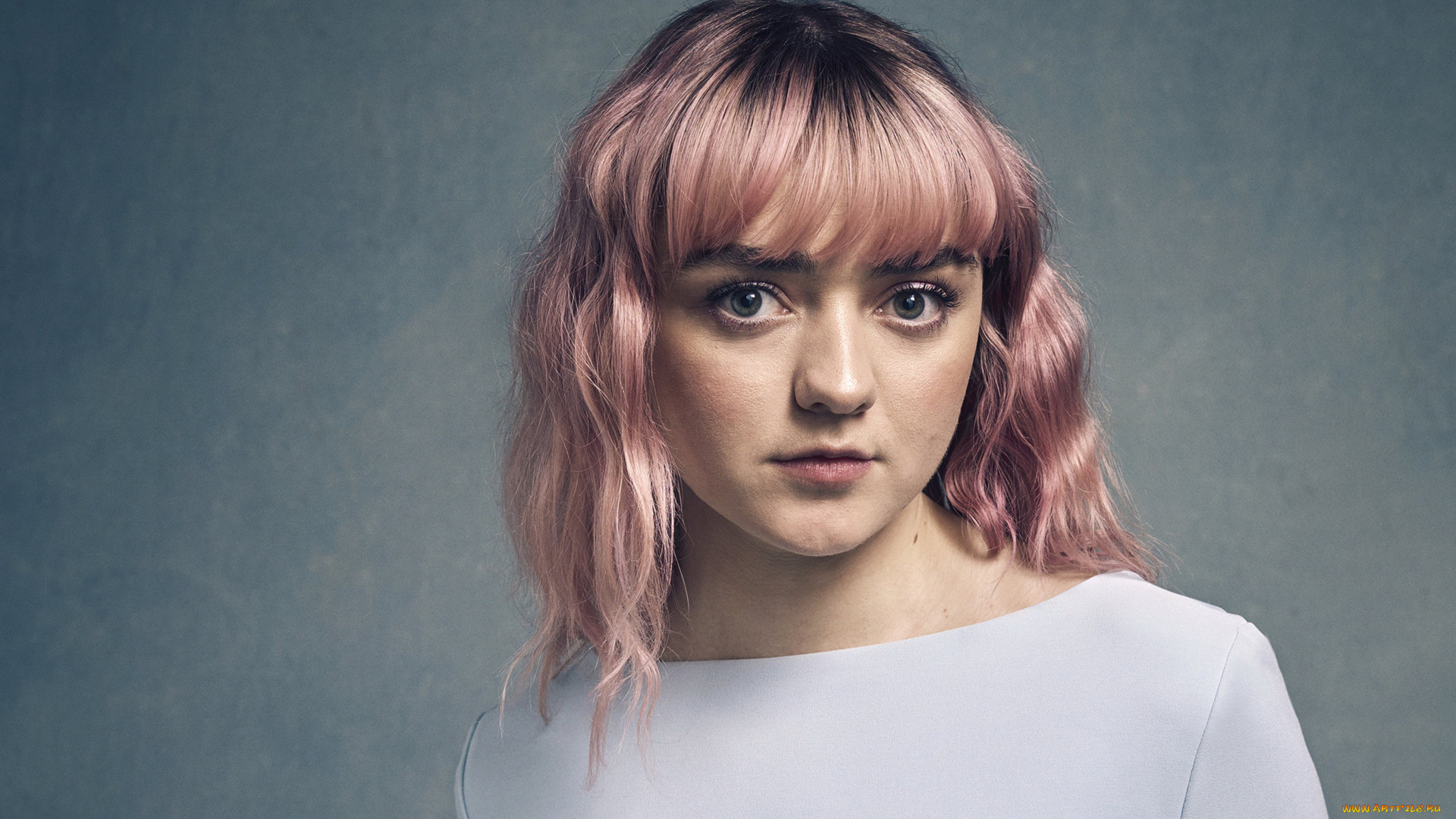 девушки, maisie, williams, розовые, волосы, актриса, лицо