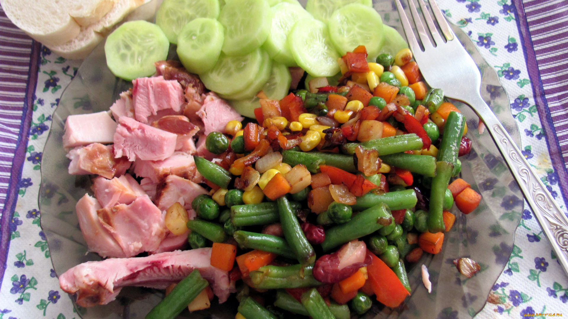 еда, вторые, блюда, мясо, овощи, хлеб