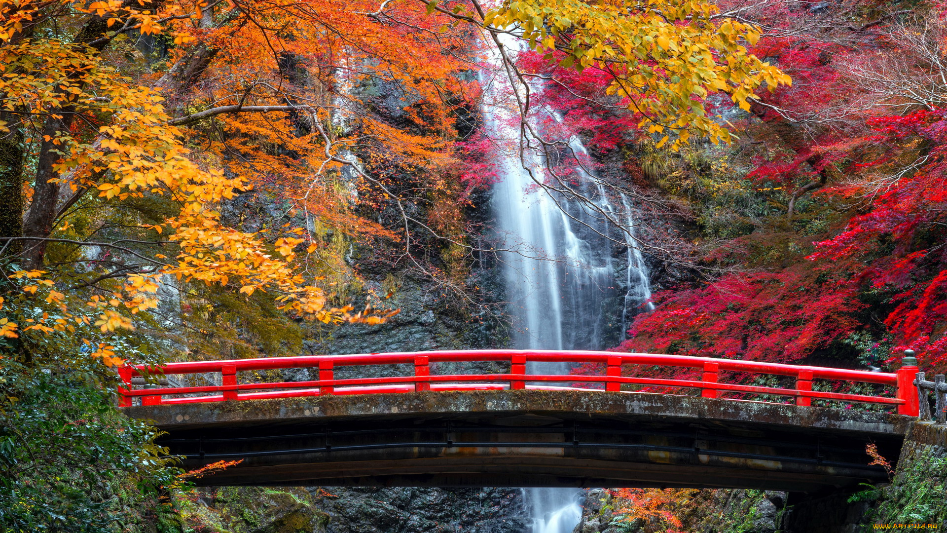 города, -, мосты, водопад, поток, вода