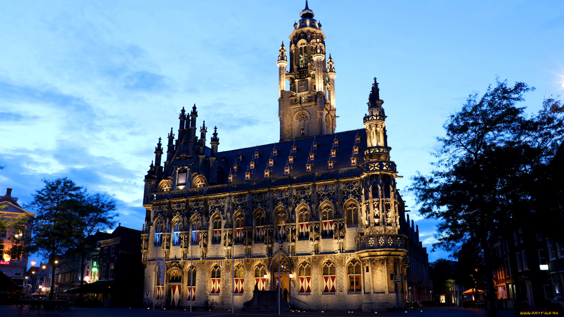 netherlands, , middelburg, , town, hall, города, замки, нидерландов, собор