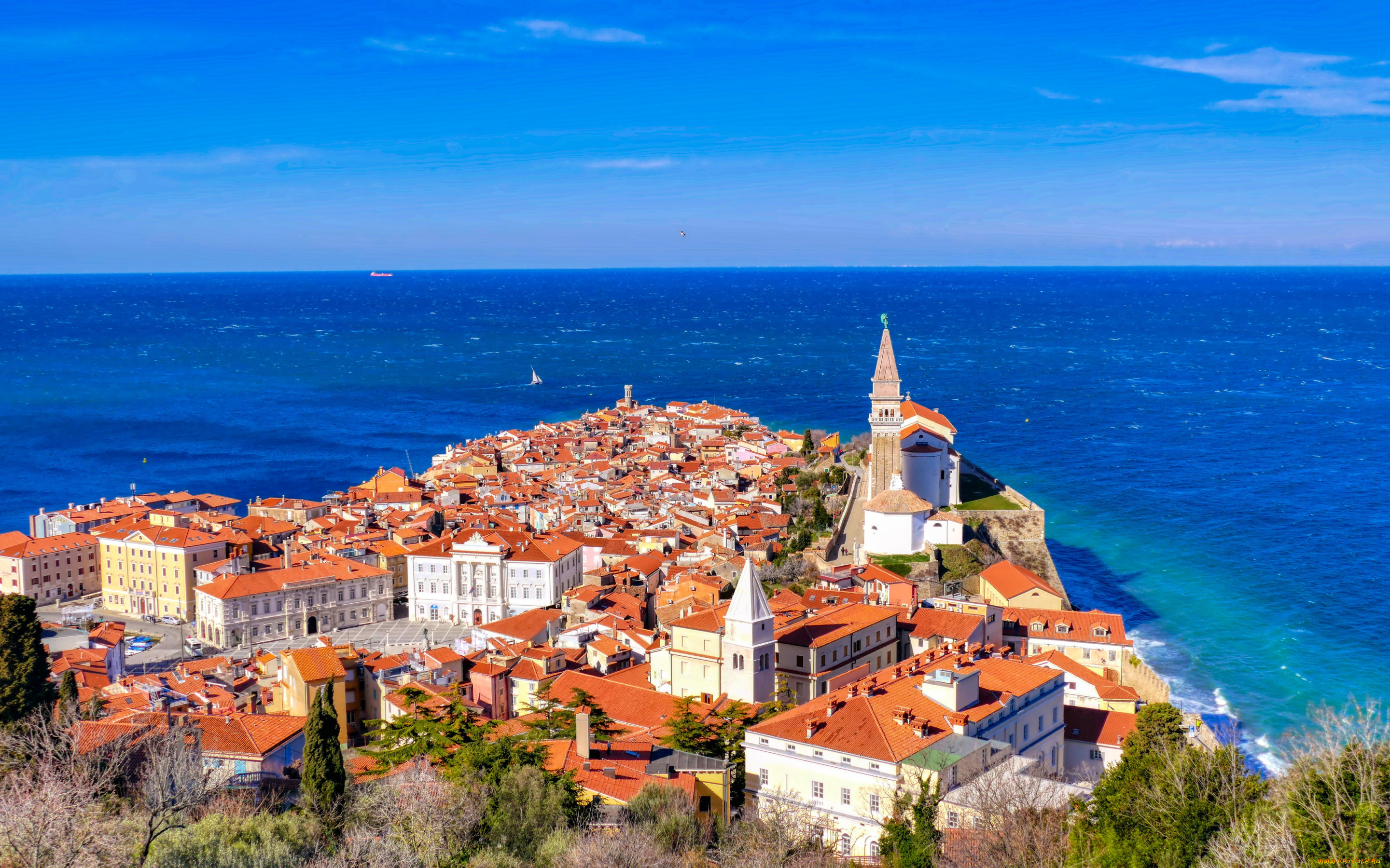 slovenia, , piran, города, -, панорамы, пиран, адриатическое, море, лето, туризм, путешествия, seascape, cловения