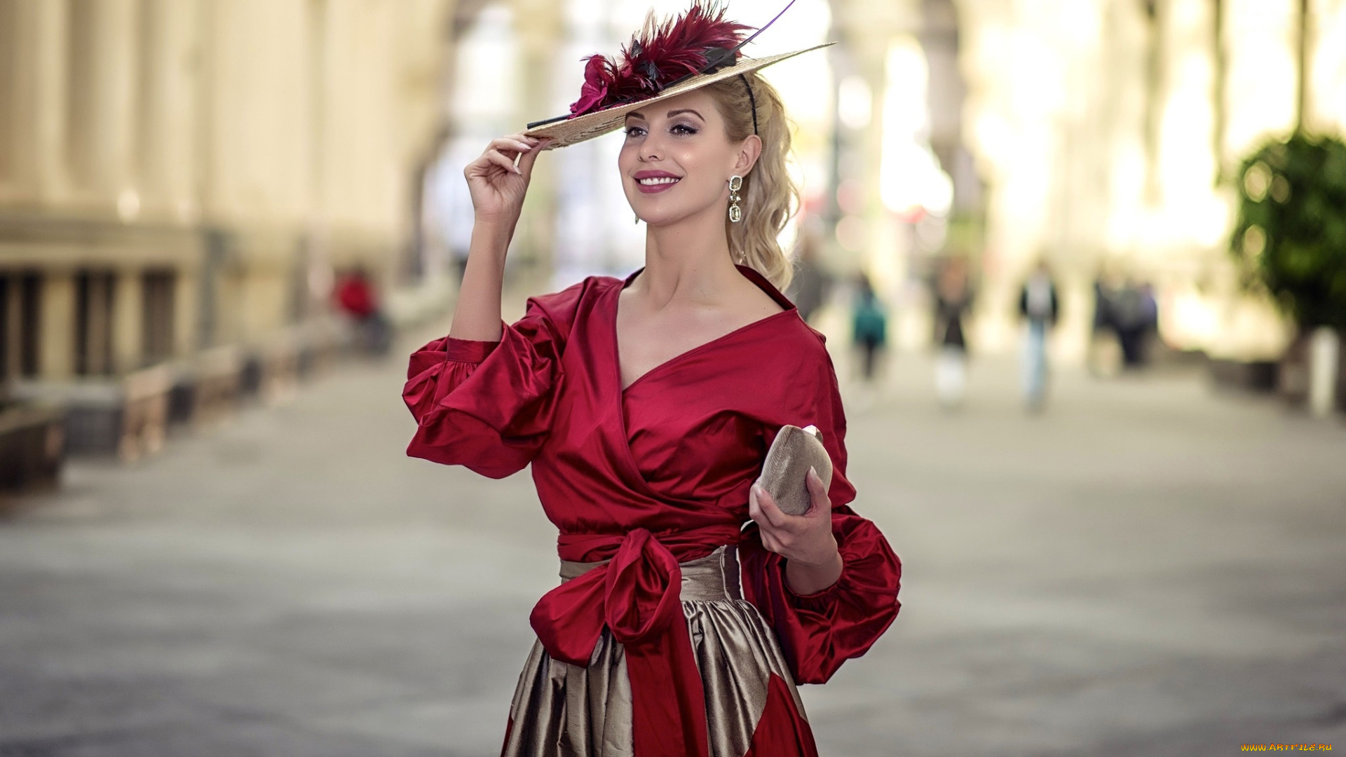 девушки, -, блондинки, , светловолосые, блондинка, улыбка, шляпка, перья, блуза, susana