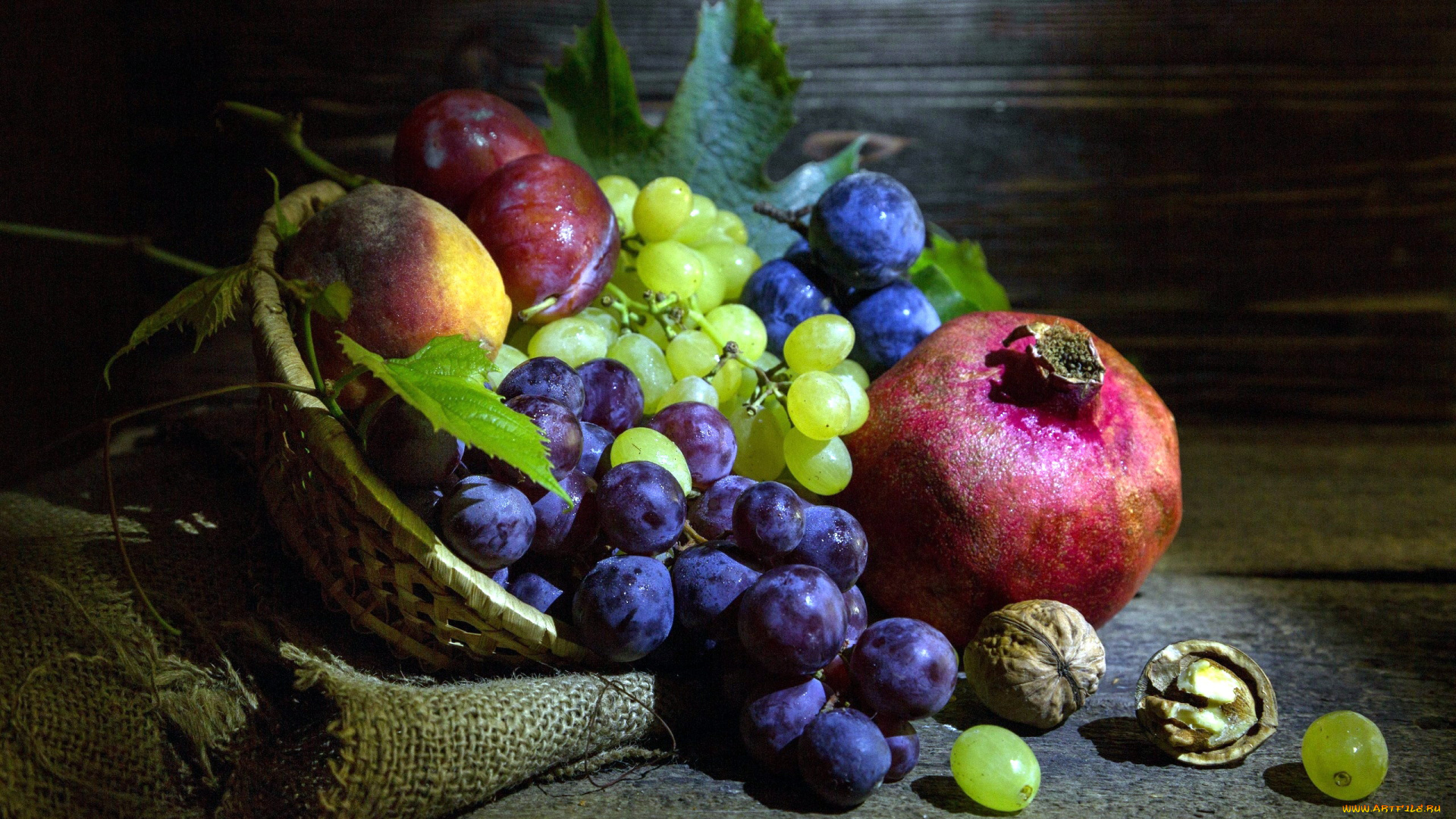 еда, фрукты, , ягоды, гранат, виноград, слива