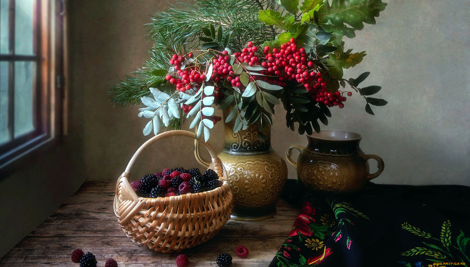 еда, фрукты, , ягоды, малина, ежевика, рябина