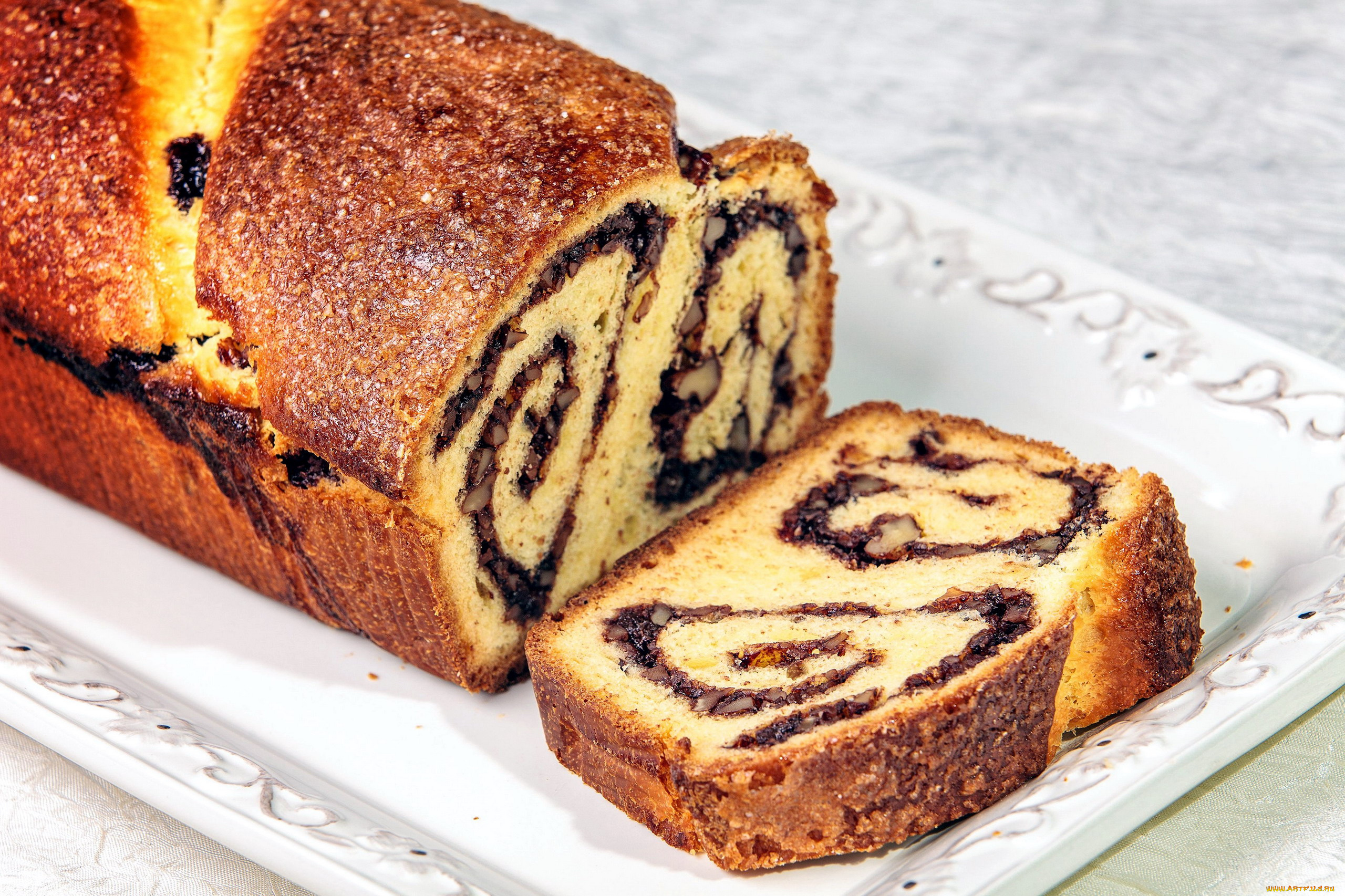 еда, пироги, рулет, ореховый, сдоба