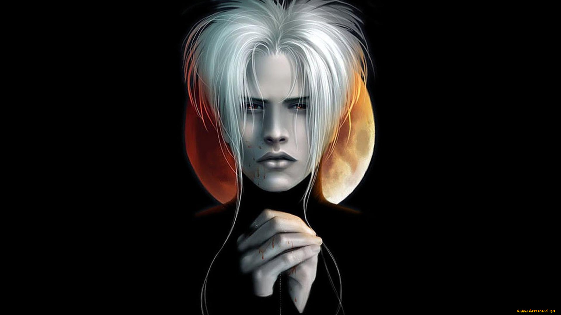 фэнтези, вампиры, вампир, лицо, кровь