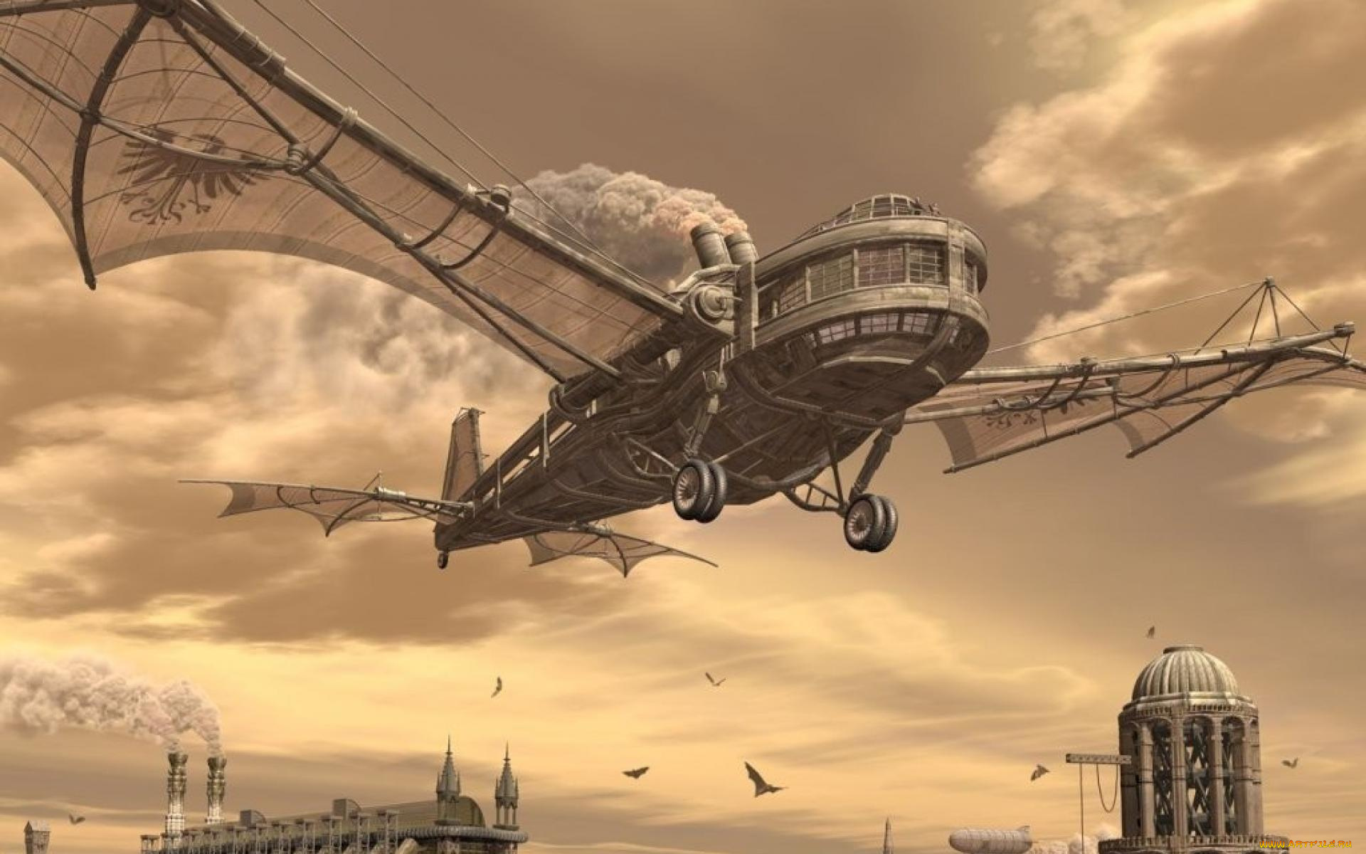 фэнтези, транспортные, средства, стимпанк, летательный, аппарат