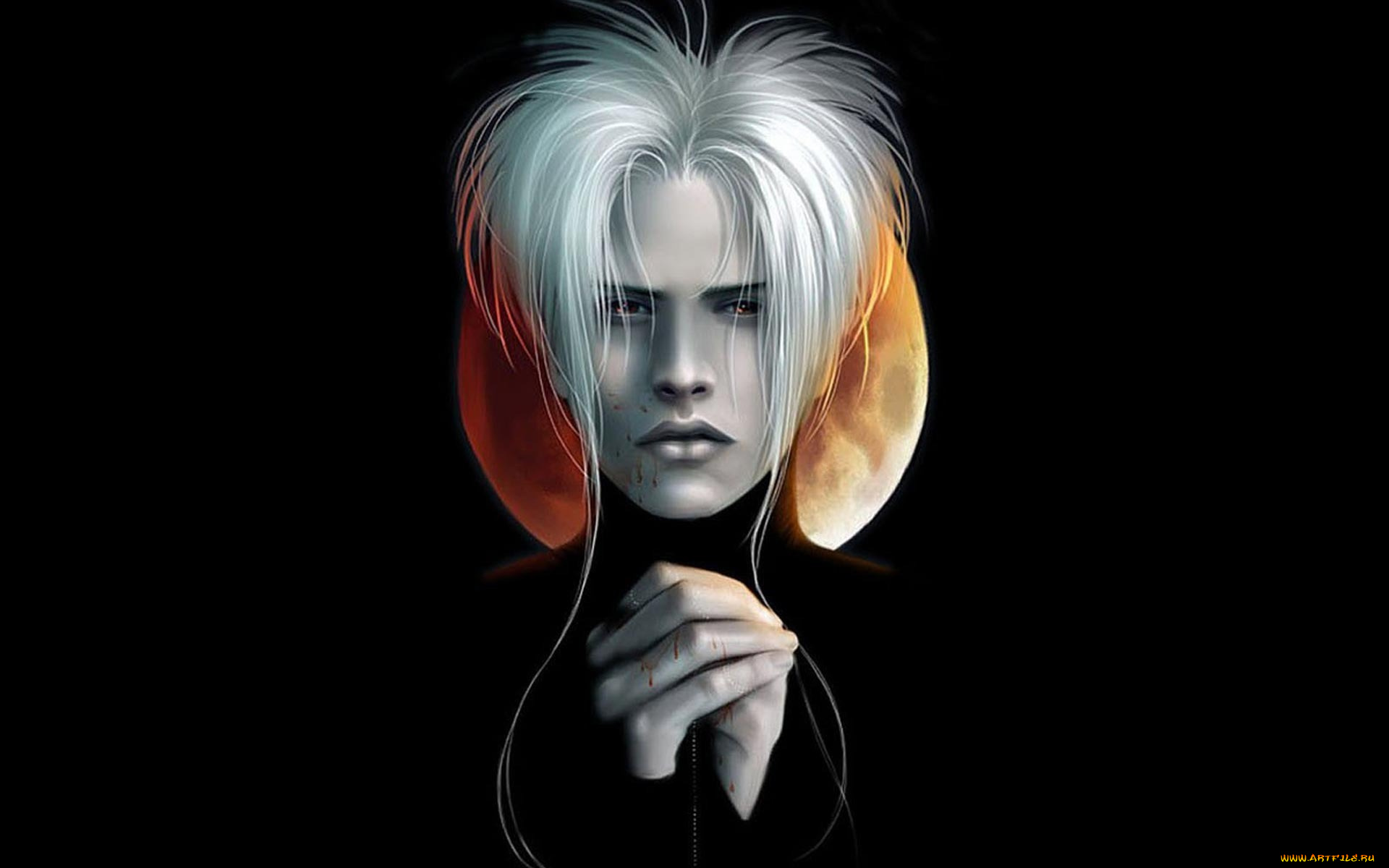 фэнтези, вампиры, вампир, лицо, кровь