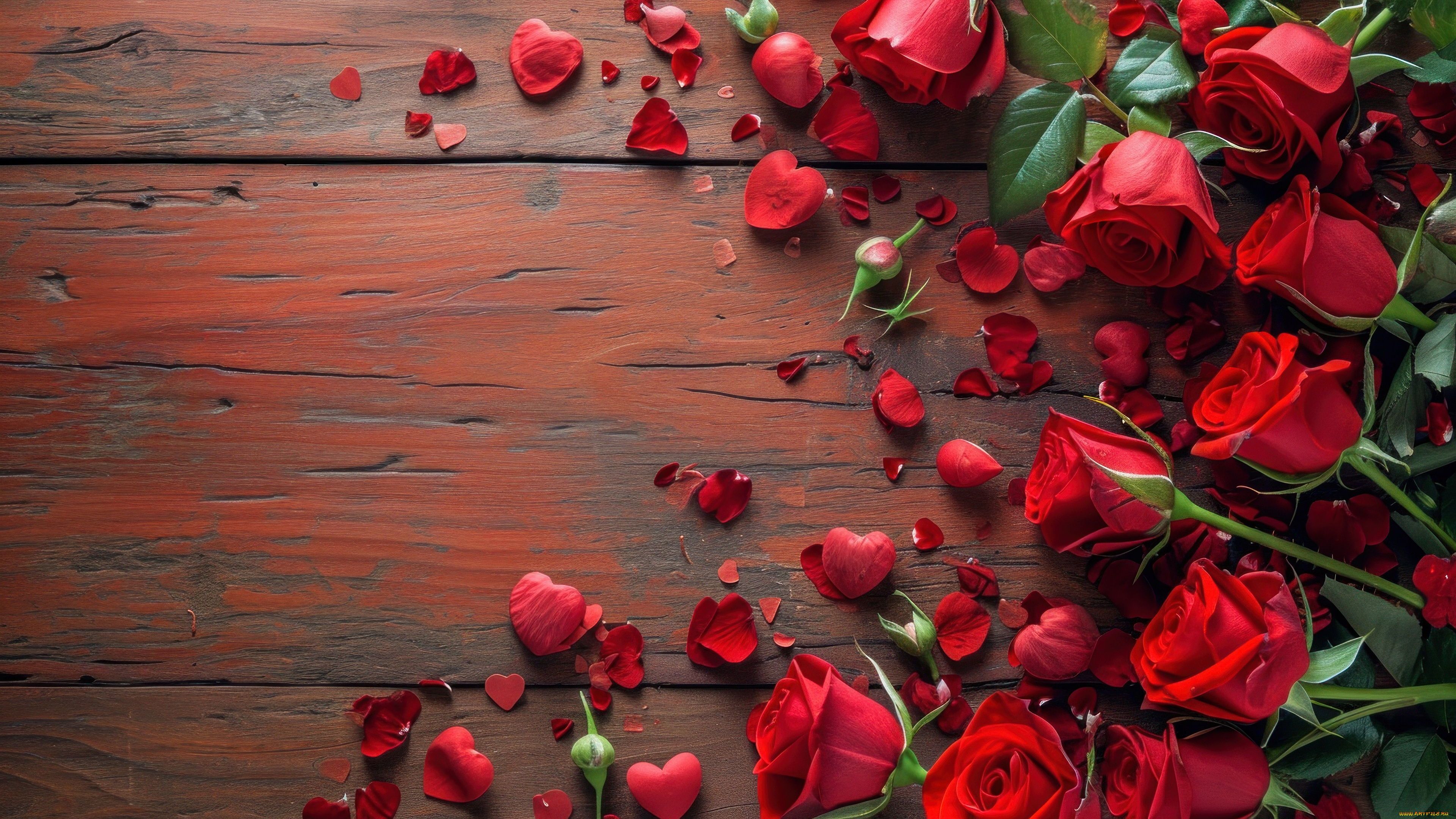 праздничные, день, святого, валентина, , сердечки, , любовь, любовь, праздник, сердце, доски, розы, букет, сердца, сердечки