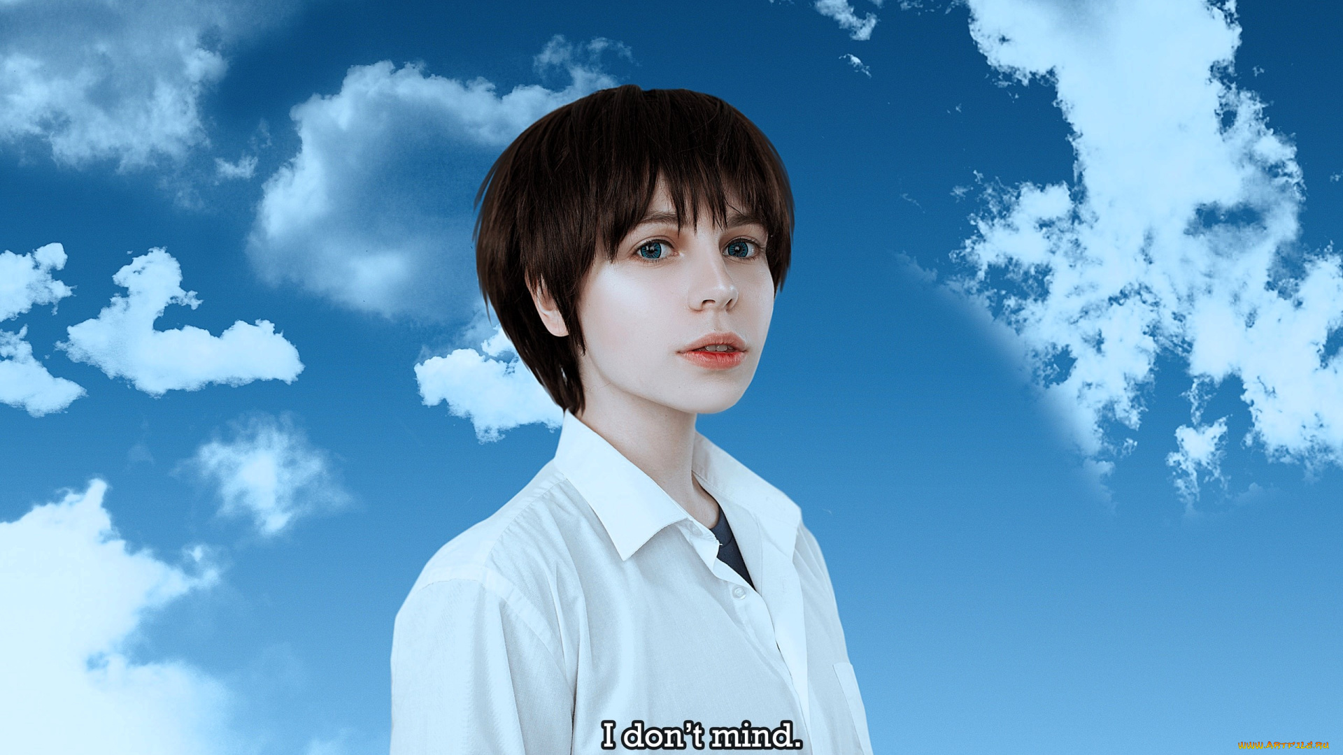 девушки, -, креатив, , косплей, образ, костюм, косплей, рубашка, облака, небо