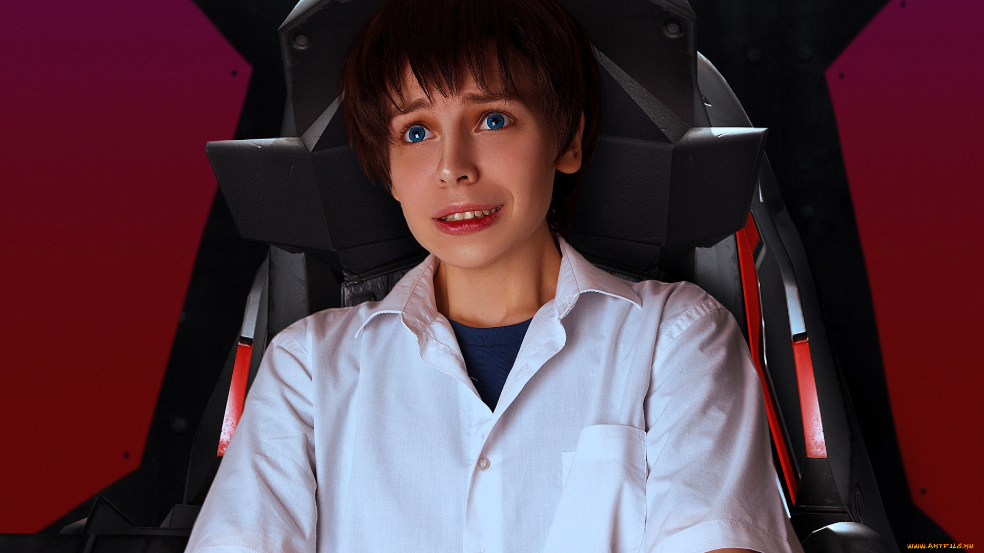 девушки, -, креатив, , косплей, образ, костюм, косплей, рубашка, кресло