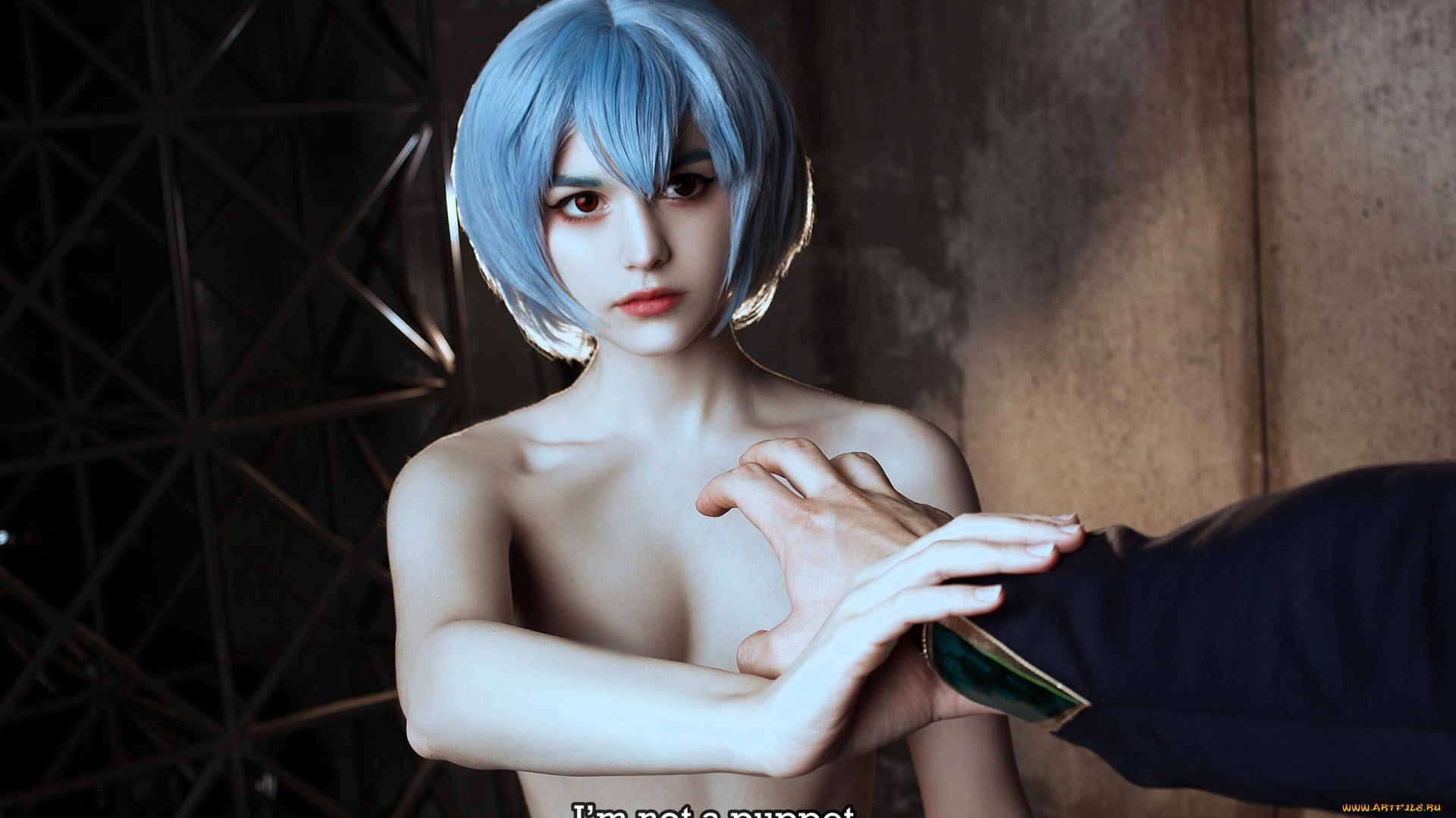 девушки, -, креатив, , косплей, образ, костюм, косплей, голубые, волосы, рука