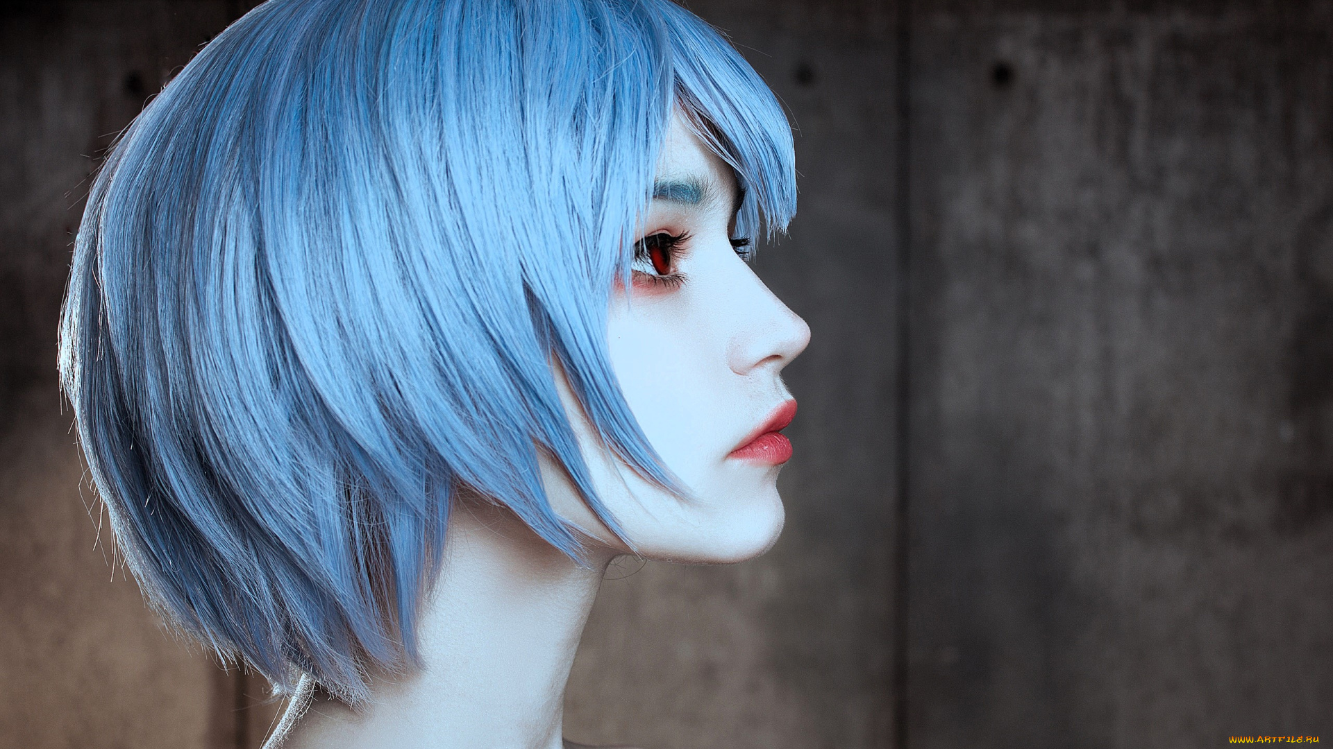 девушки, -, креатив, , косплей, образ, костюм, косплей, голубые, волосы, лицо