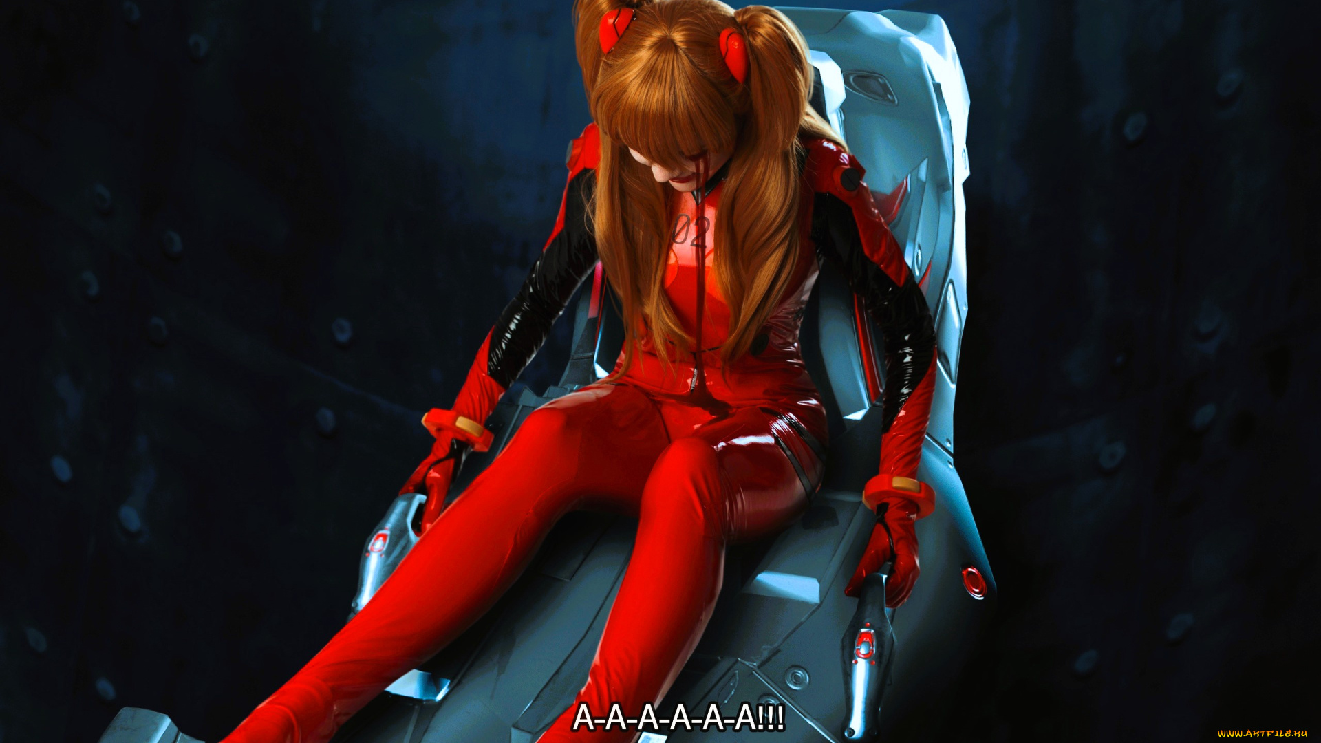 девушки, -, креатив, , косплей, образ, костюм, косплей, рыжая, кресло, боль