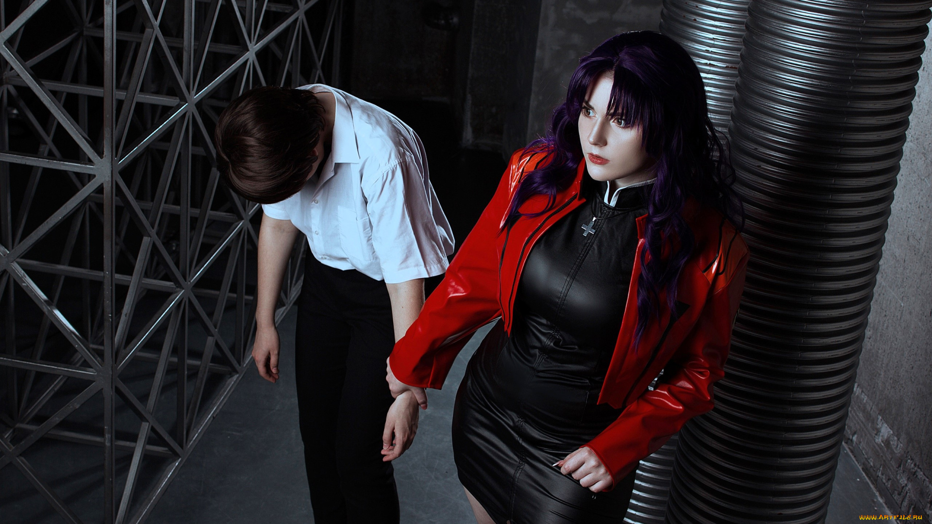 девушки, -, креатив, , косплей, образ, костюм, косплей, печаль, здание