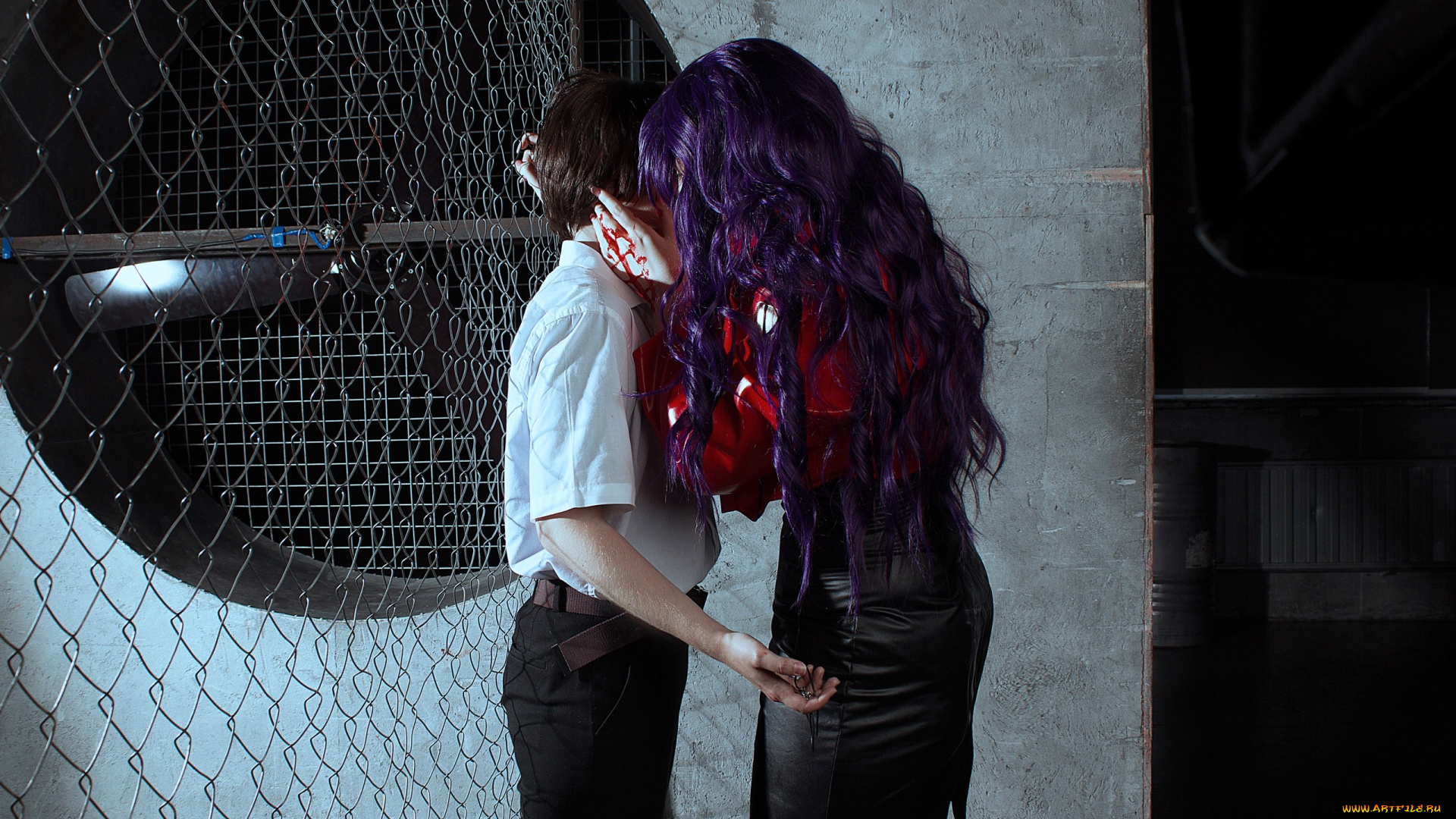 девушки, -, креатив, , косплей, образы, косплей, костюмы, кровь, поцелуй, решетка