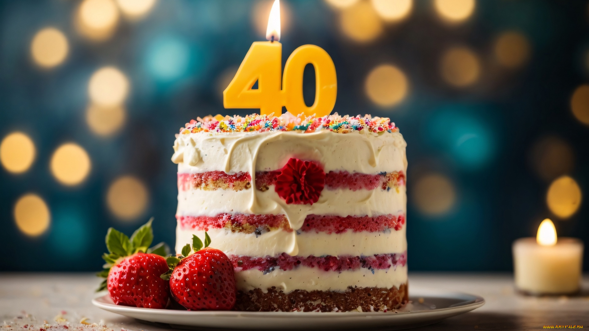 праздничные, день, рождения, праздничный, торт, свеча