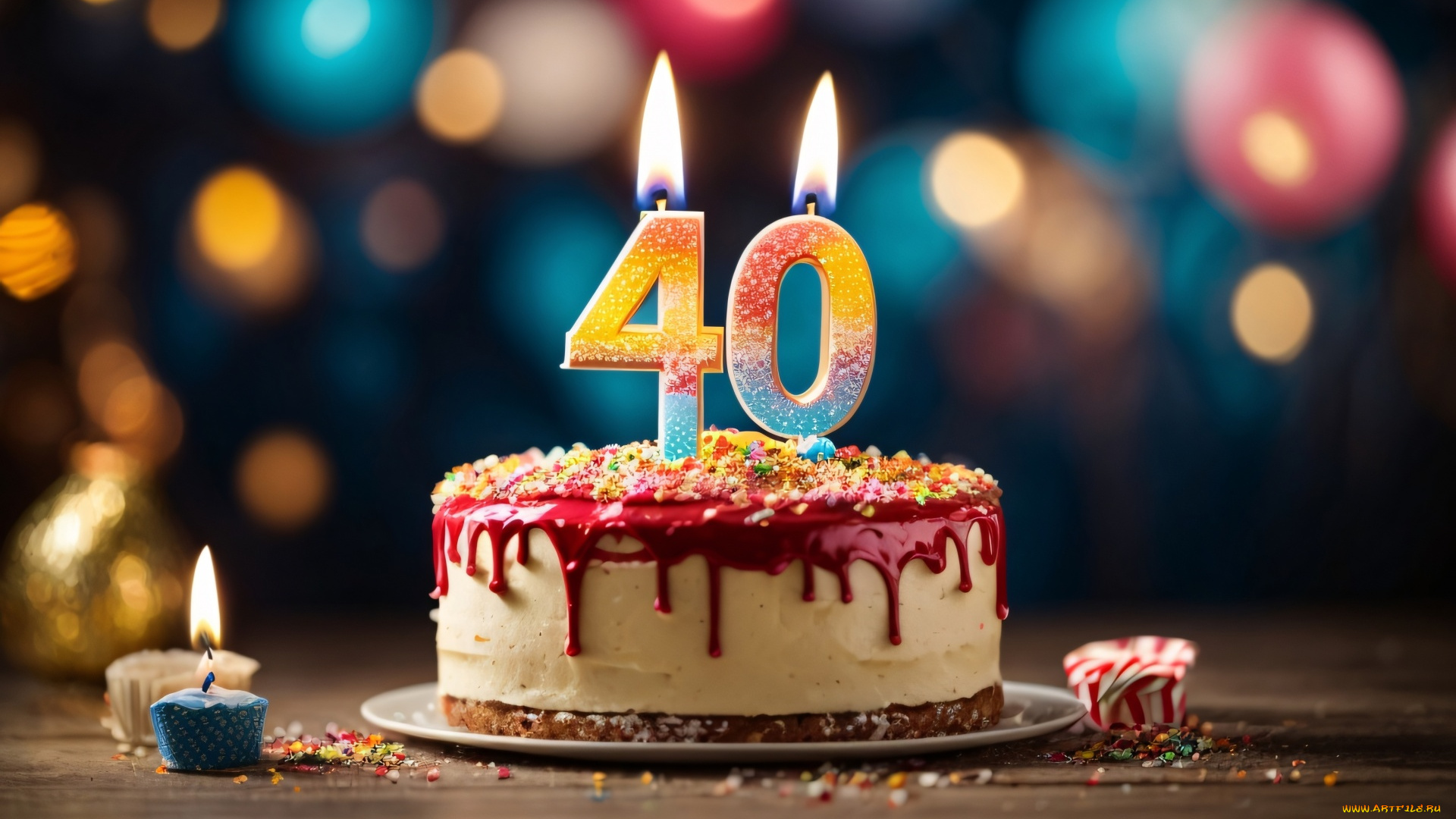 праздничные, день, рождения, праздничный, торт, свеча