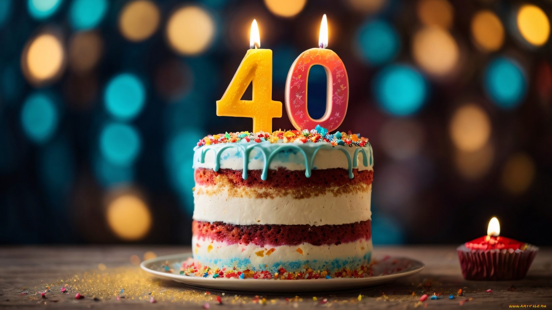 праздничные, день, рождения, праздничный, торт, свеча