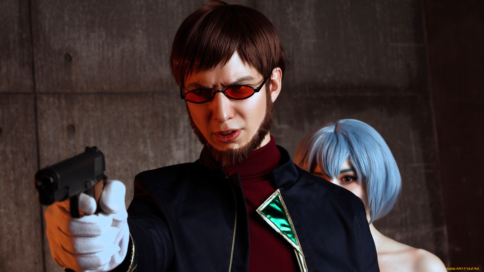 разное, мужчина, женщина, мужчина, пистолет, девушка