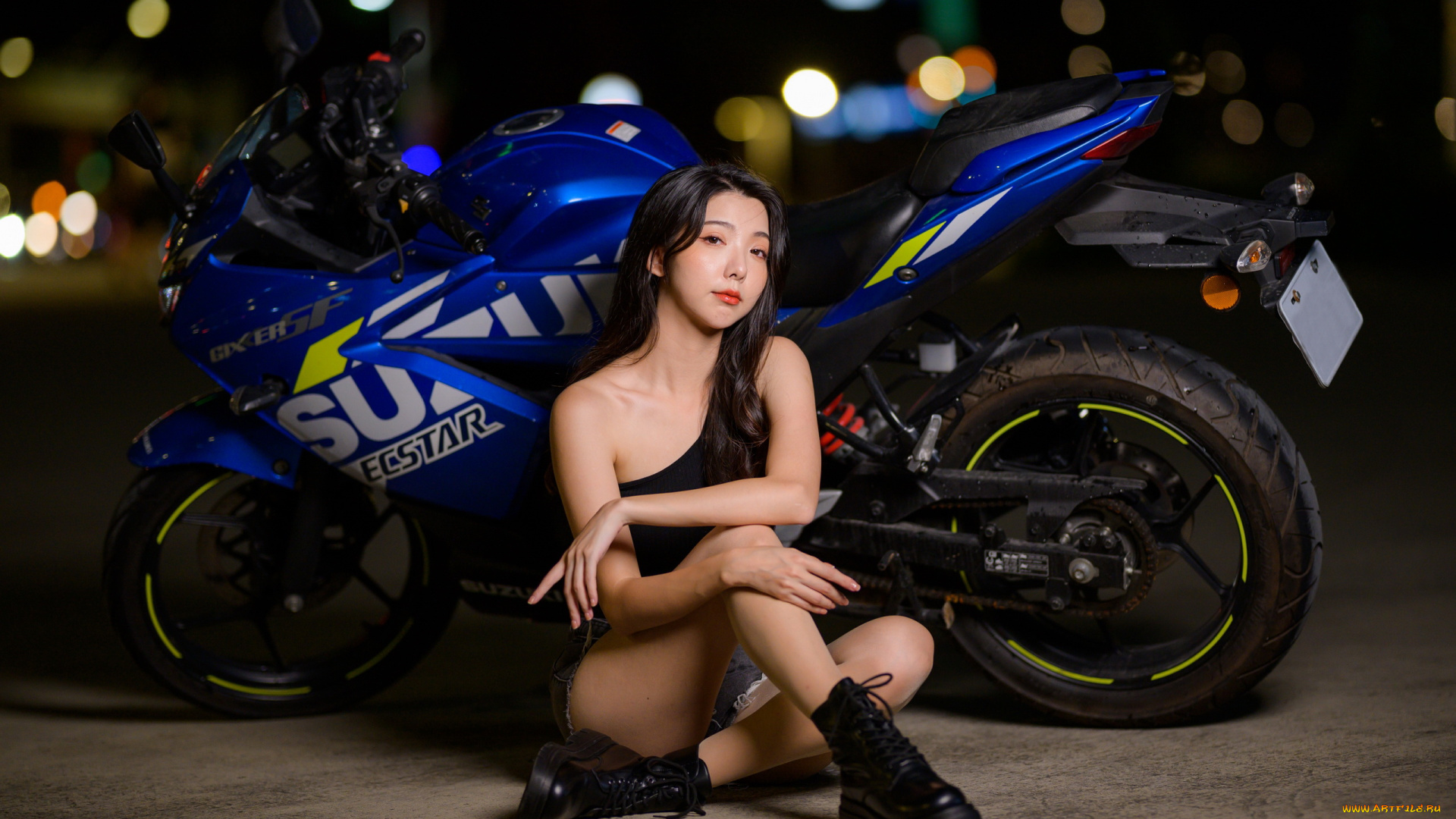 suzuki, ecstar, мотоциклы, мото, с, девушкой, suzuki, ecstar