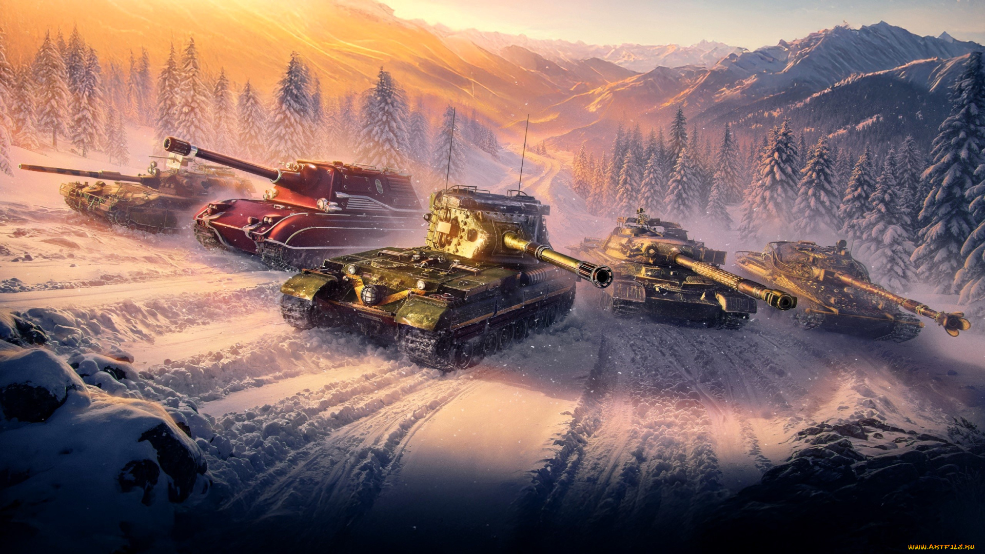 видео, игры, world, of, tanks, танки, зима, снег, лес, горы