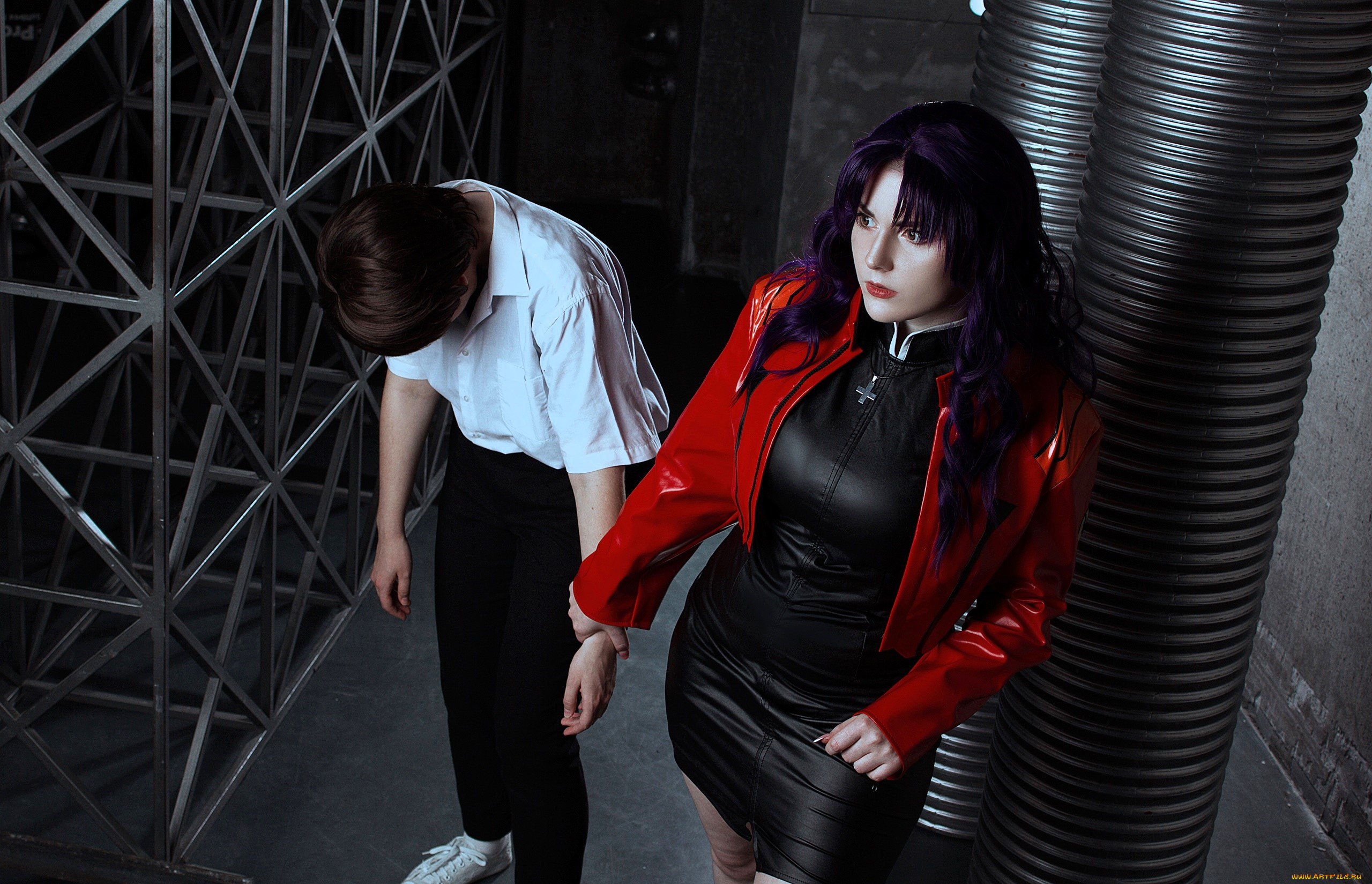 девушки, -, креатив, , косплей, образ, костюм, косплей, печаль, здание