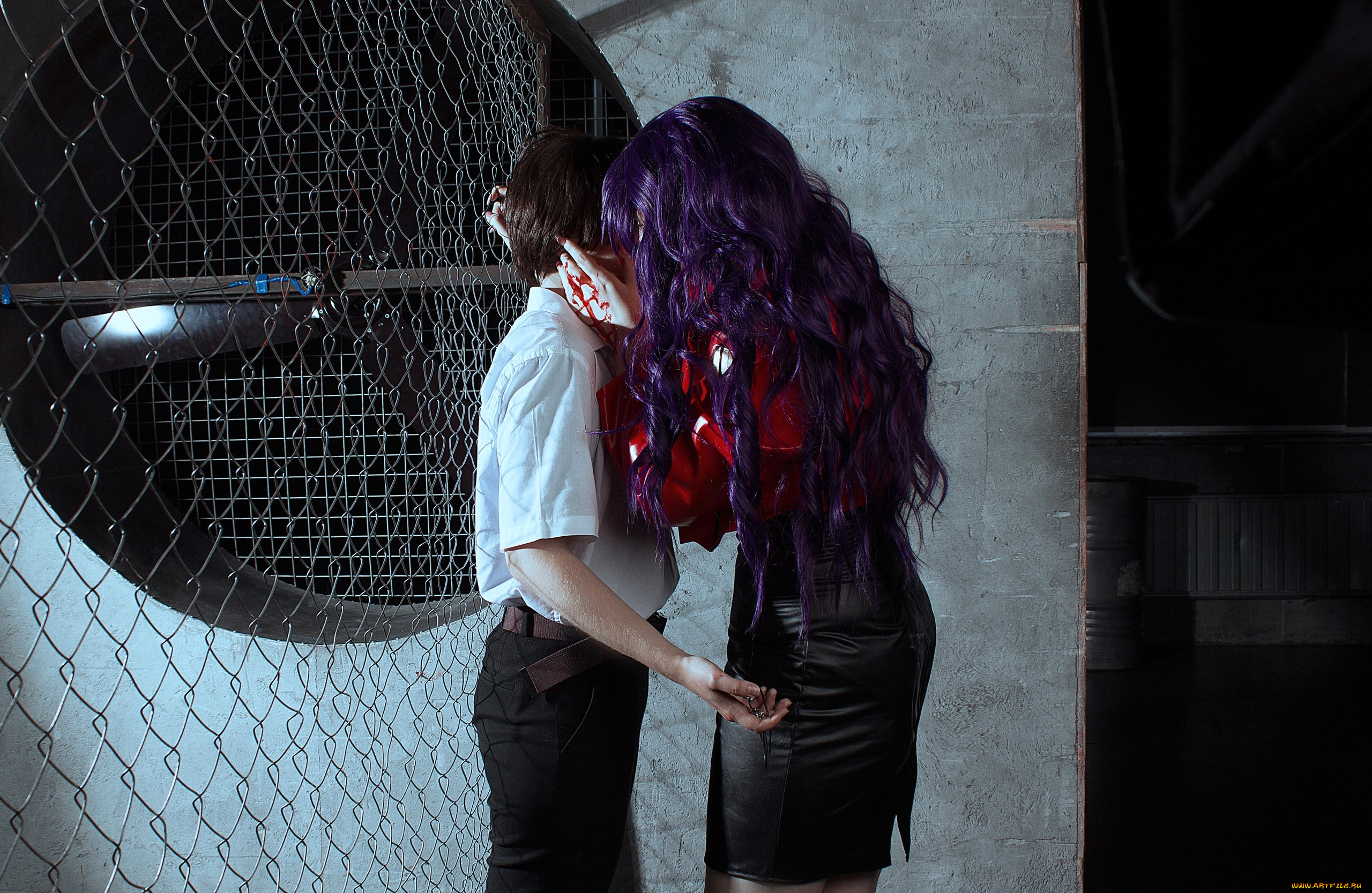 девушки, -, креатив, , косплей, образы, косплей, костюмы, кровь, поцелуй, решетка