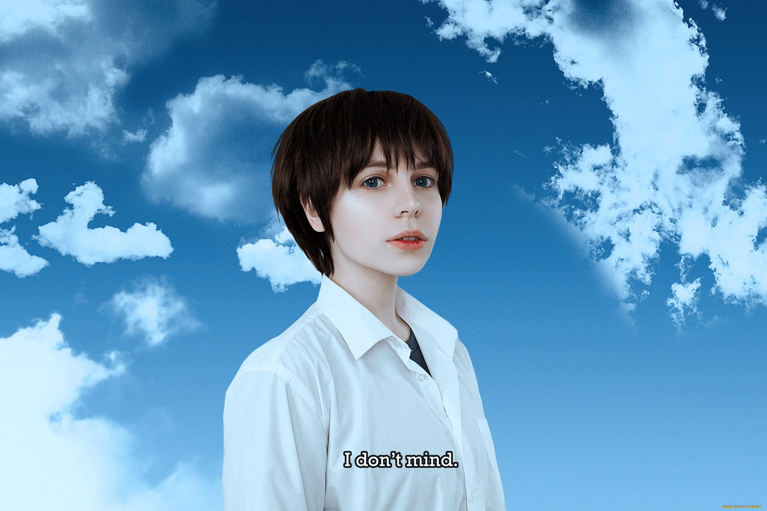 девушки, -, креатив, , косплей, образ, костюм, косплей, рубашка, облака, небо