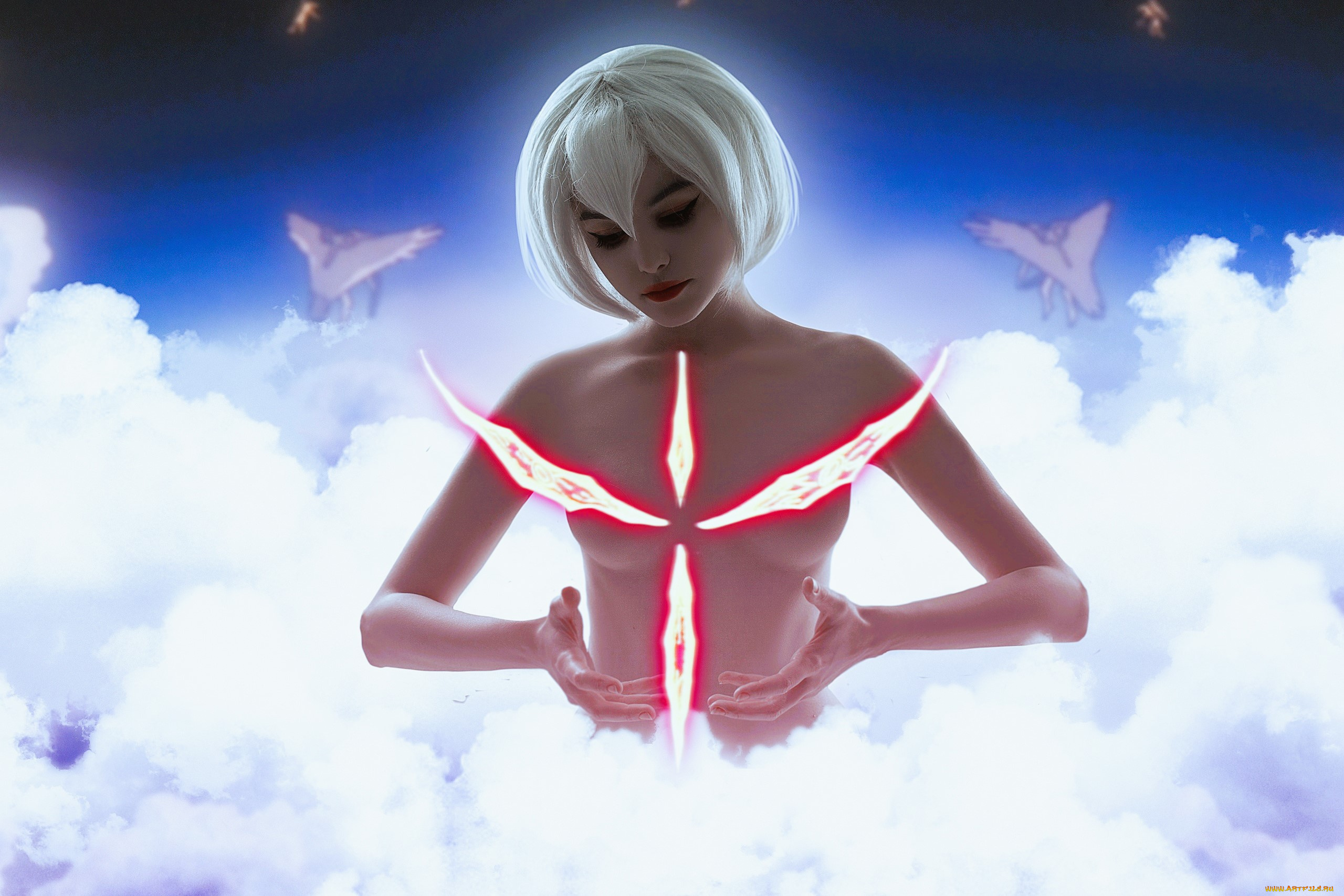 девушки, -, креатив, , косплей, образ, костюм, косплей, богиня, знак, облака