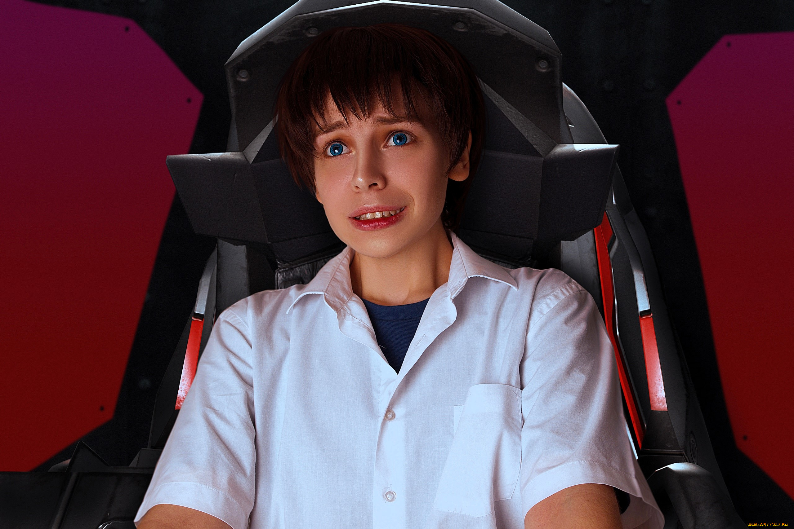 девушки, -, креатив, , косплей, образ, костюм, косплей, рубашка, кресло