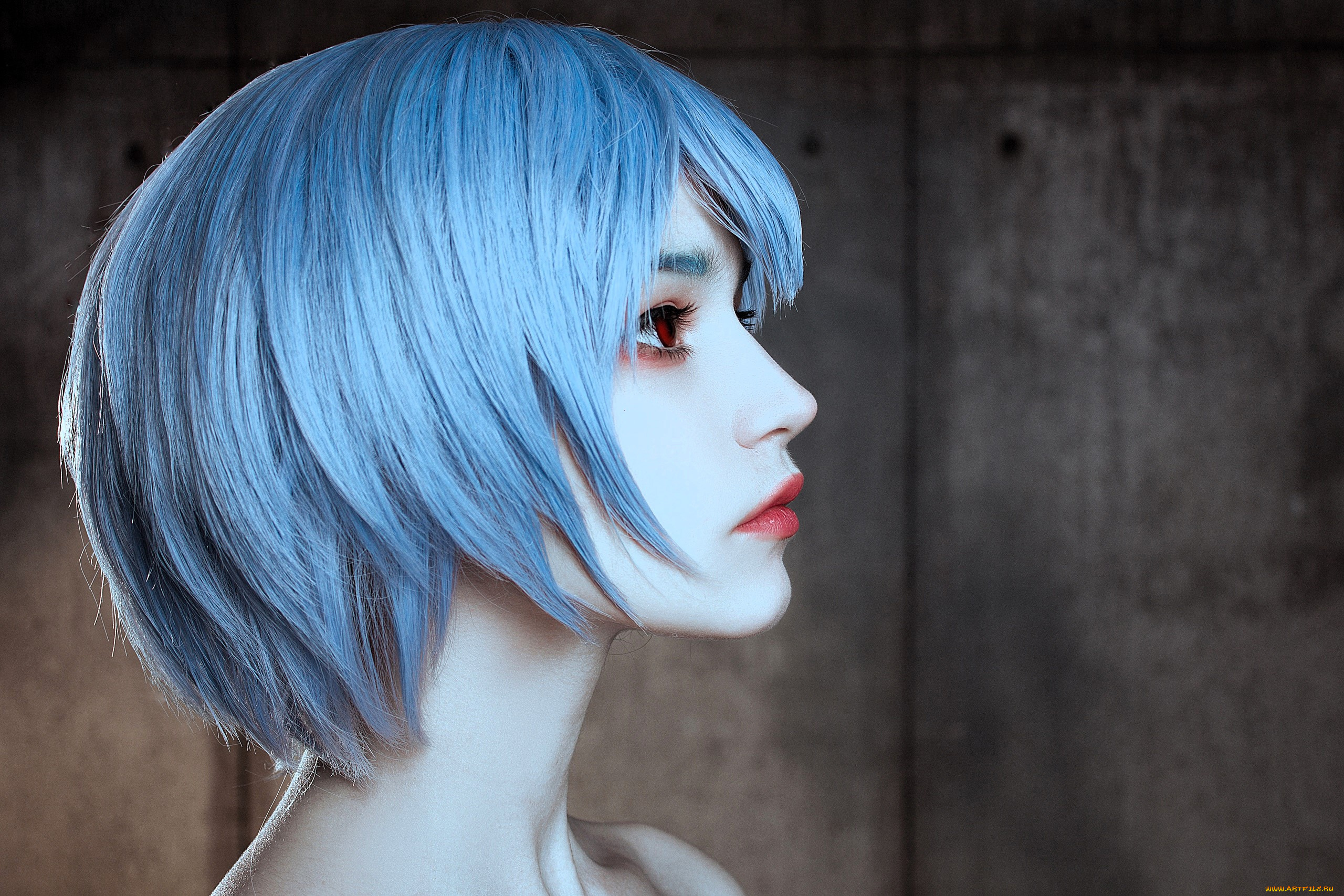 девушки, -, креатив, , косплей, образ, костюм, косплей, голубые, волосы, лицо