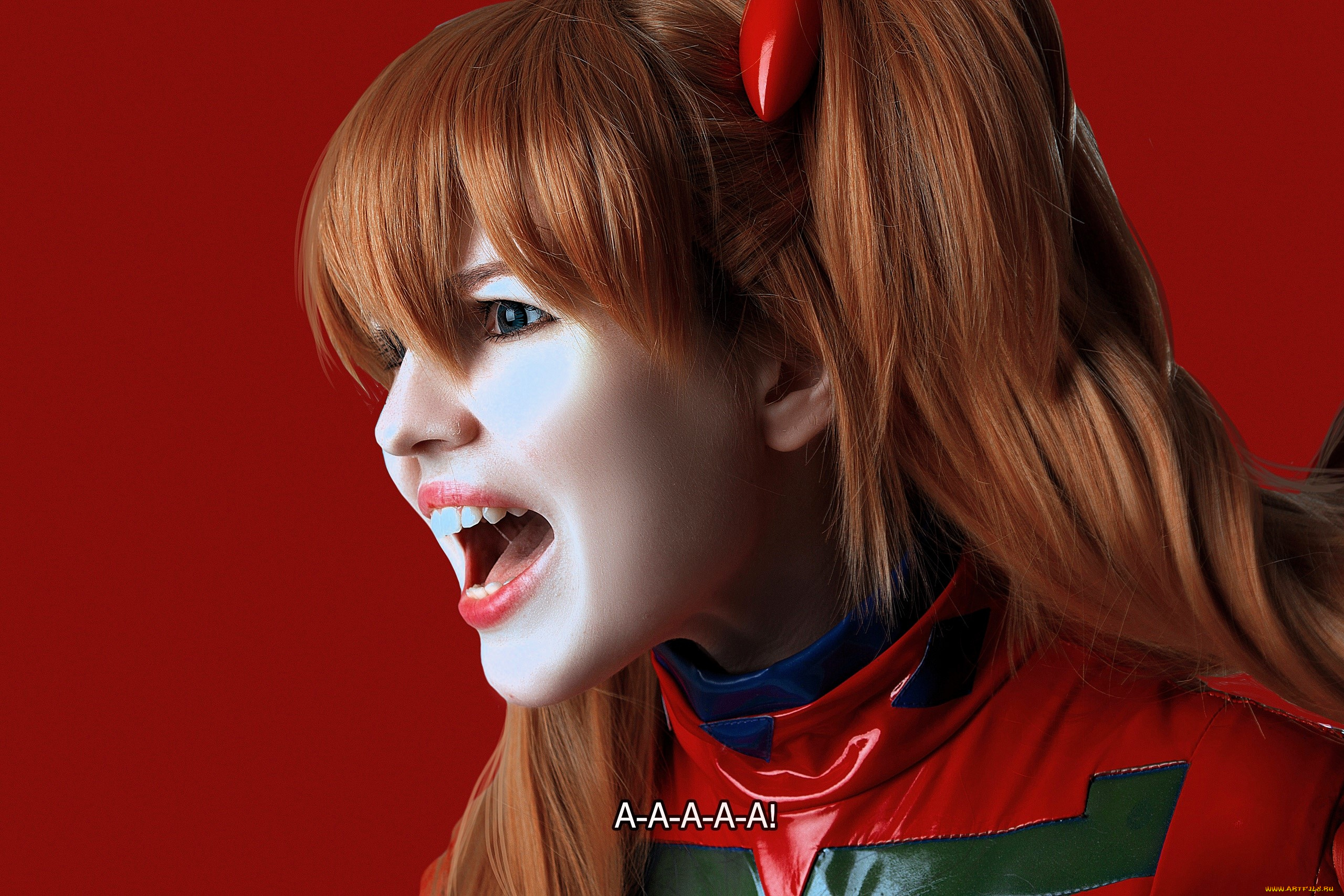 девушки, -, креатив, , косплей, образ, костюм, косплей, лицо, крик