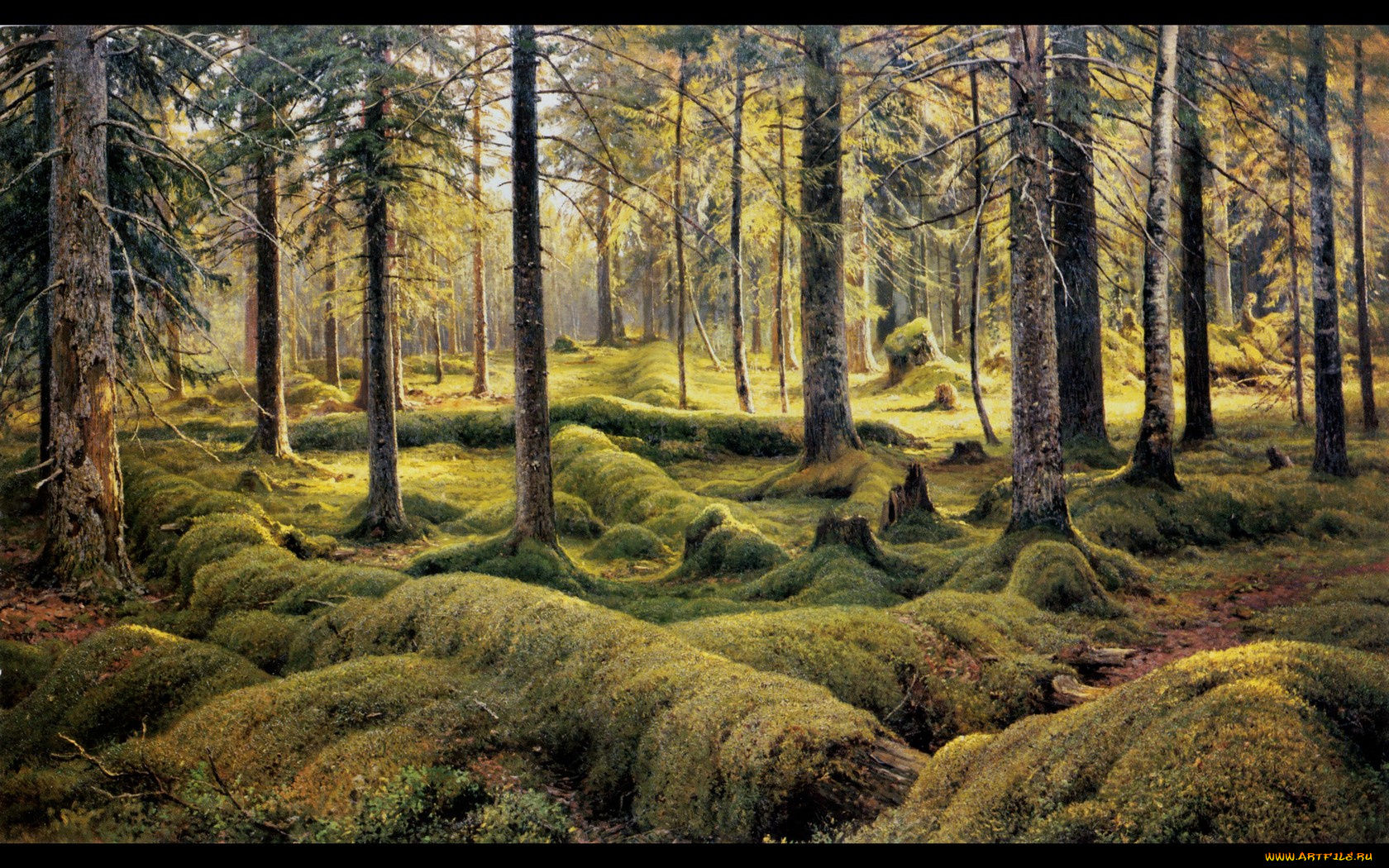 лесное, кладбище, рисованные, живопись